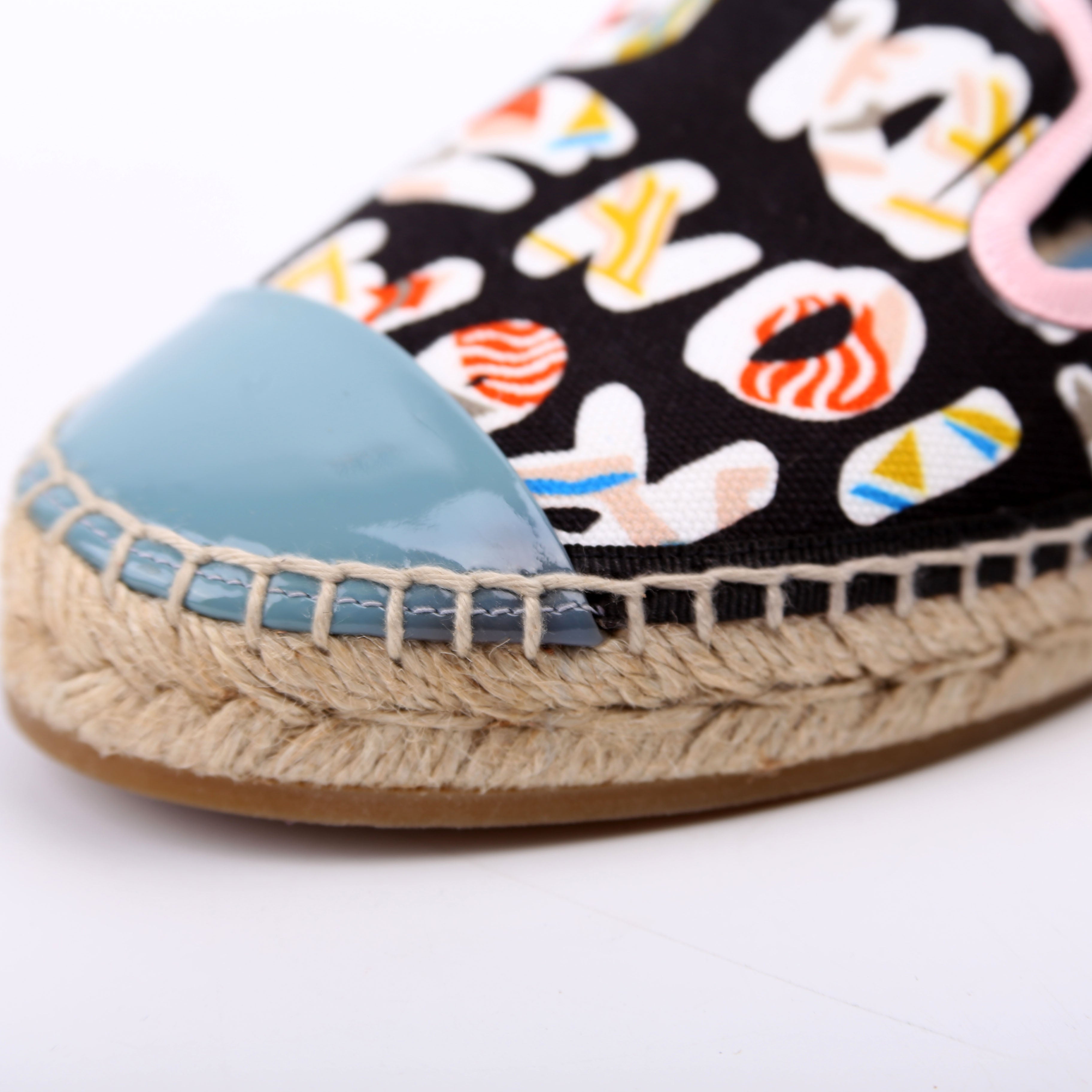 Fendi Roma Logo Canvas Espadrilles Size 36.5 Multicolor