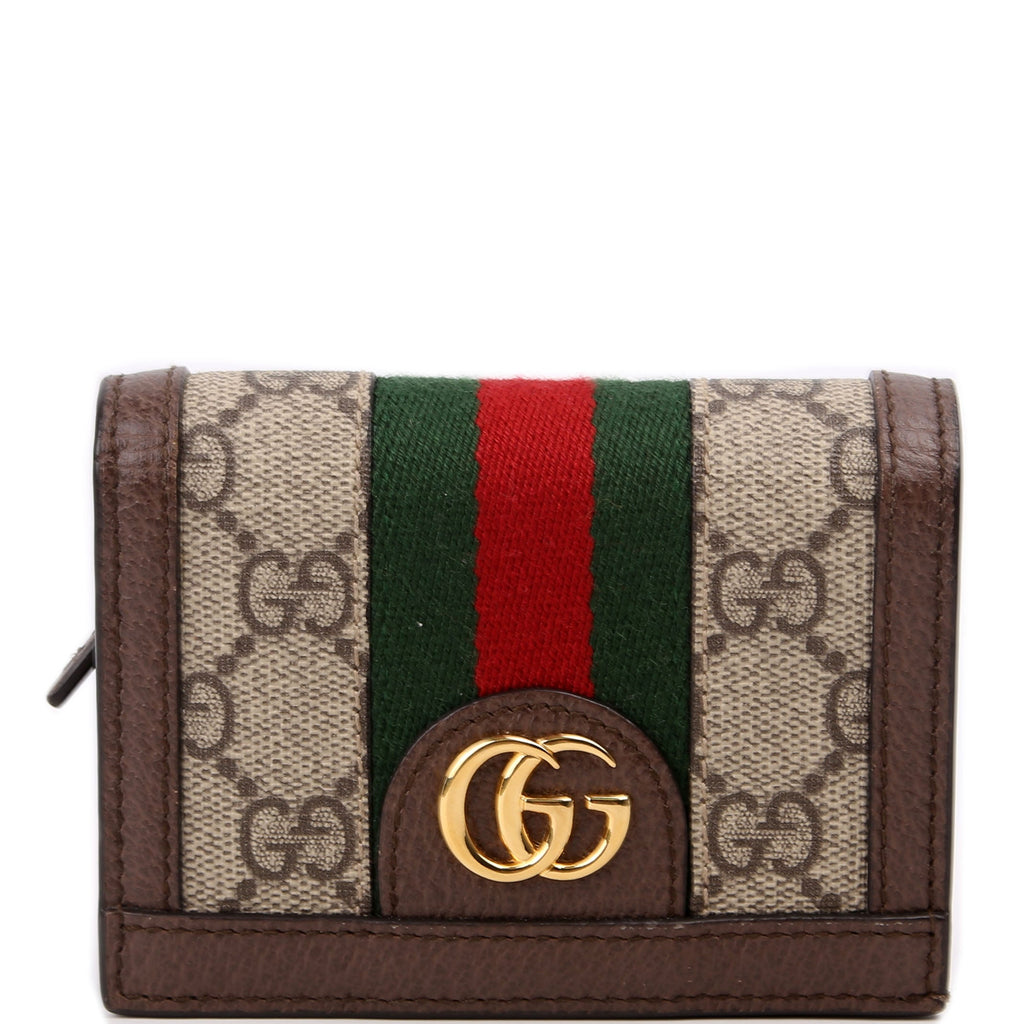 523155 Ophidia GG Card Case Wallet Brown