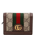 523155 Ophidia GG Card Case Wallet Brown