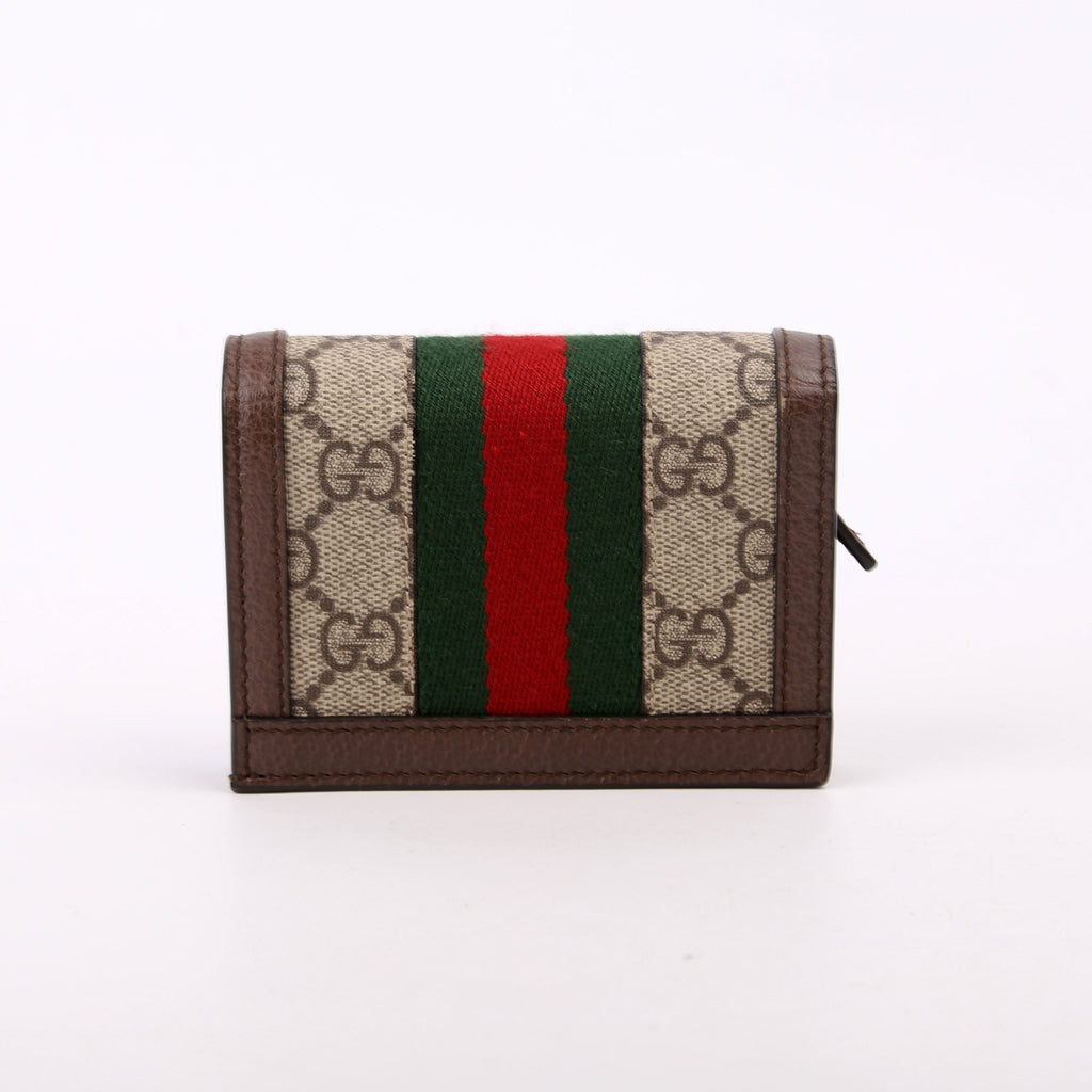 523155 Ophidia GG Card Case Wallet Brown