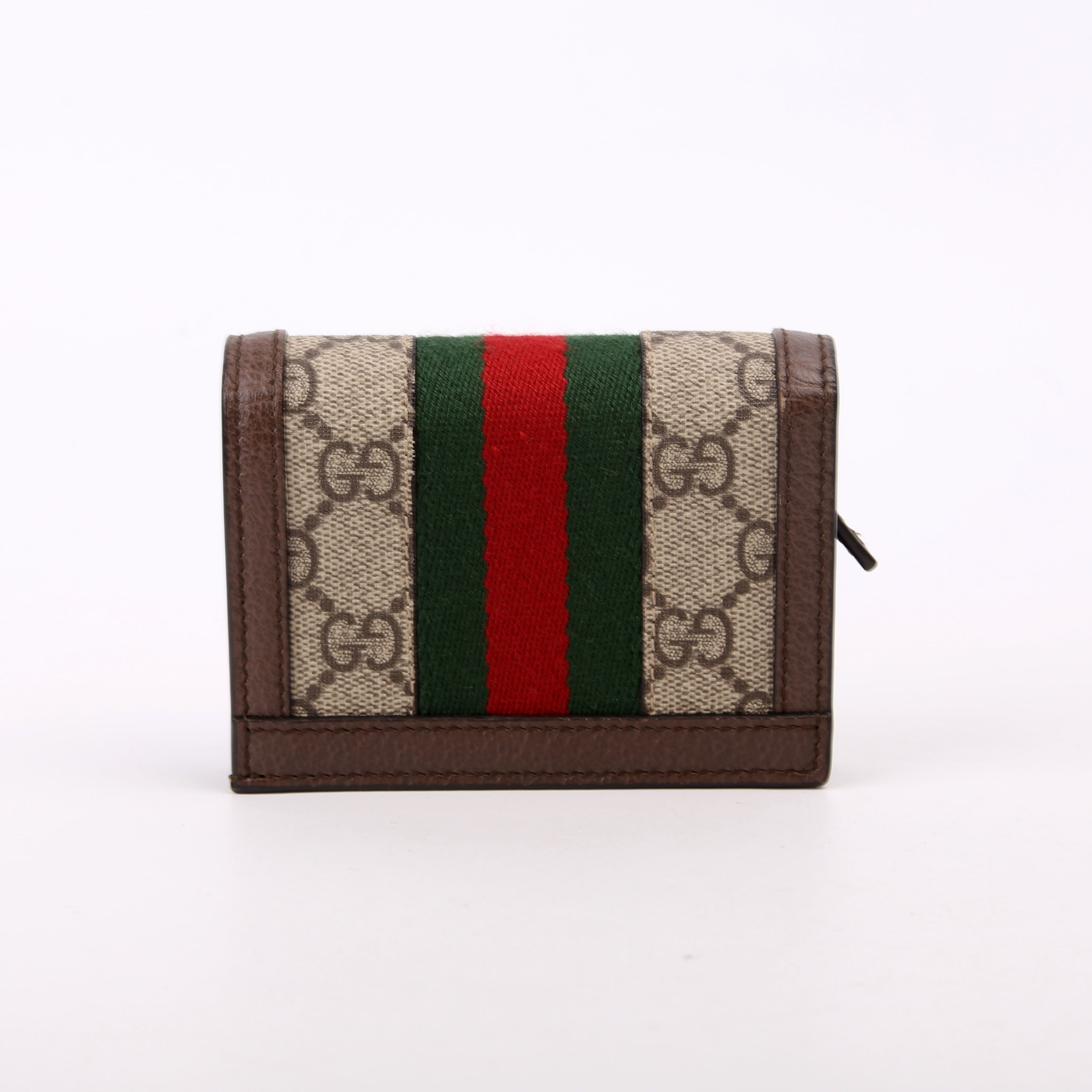 523155 Ophidia GG Card Case Wallet Brown