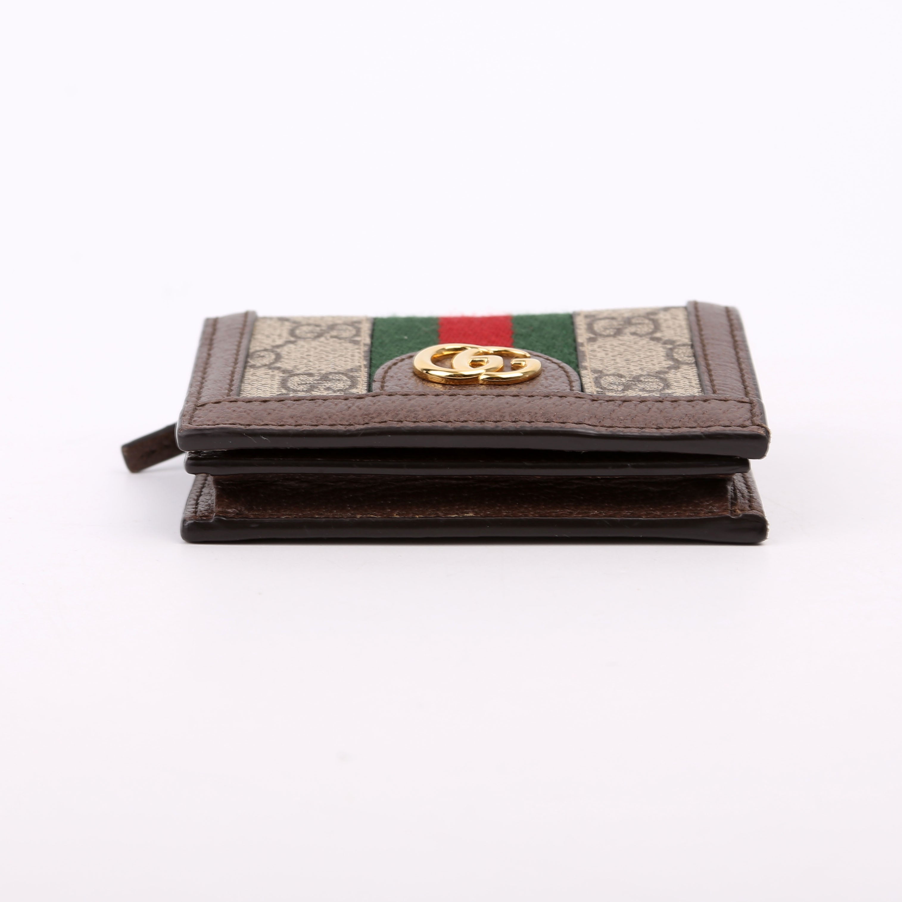 523155 Ophidia GG Card Case Wallet Brown