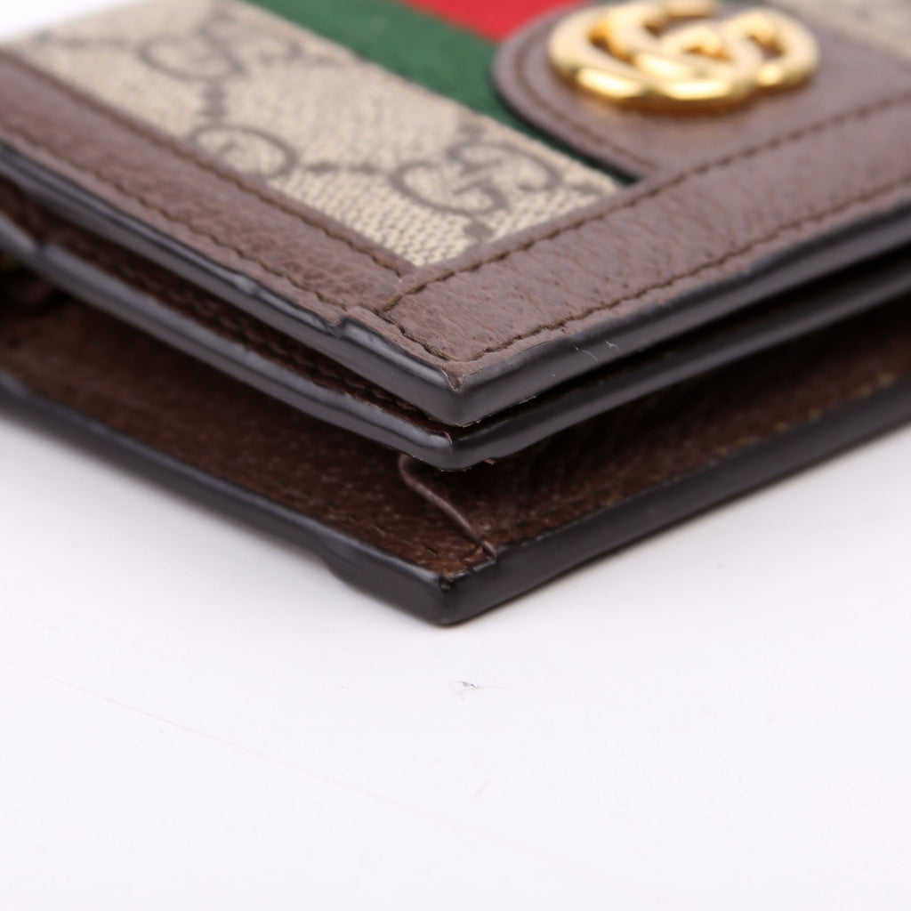 523155 Ophidia GG Card Case Wallet Brown