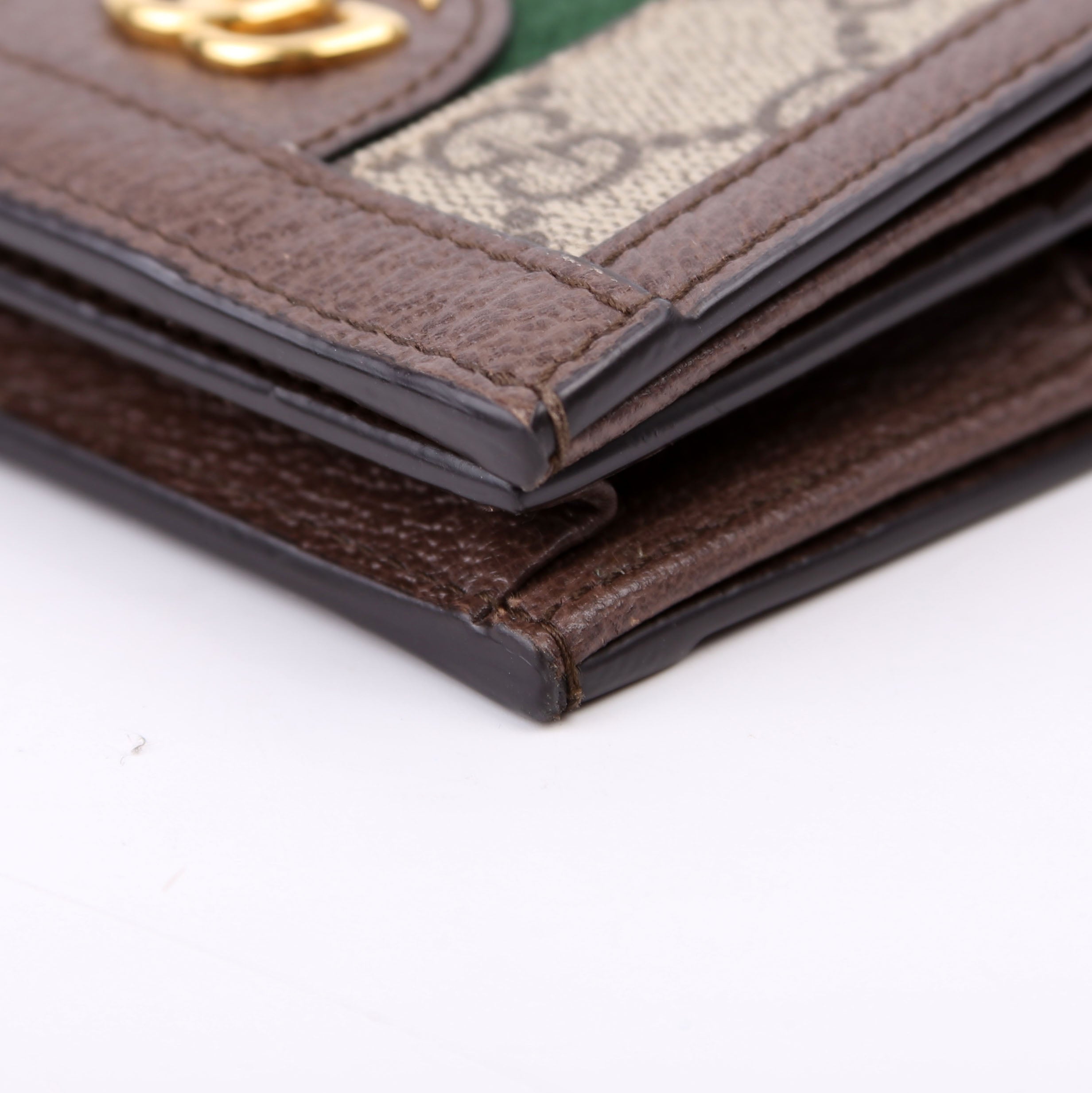 523155 Ophidia GG Card Case Wallet Brown