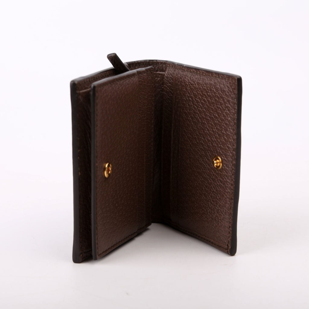 523155 Ophidia GG Card Case Wallet Brown
