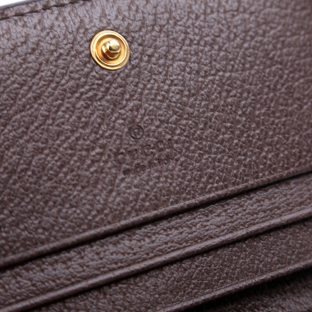 523155 Ophidia GG Card Case Wallet Brown
