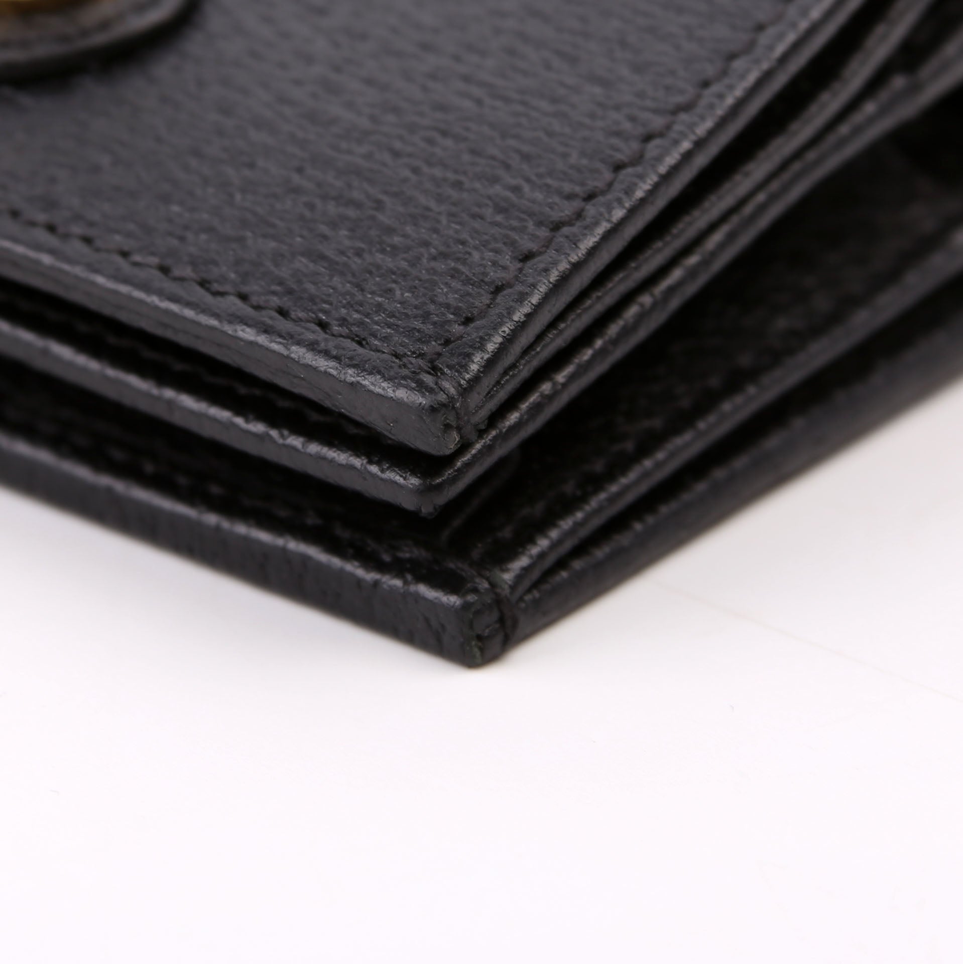 617195 GG Enamel Calfskin Lipstick Card Holder Chain Wallet Black