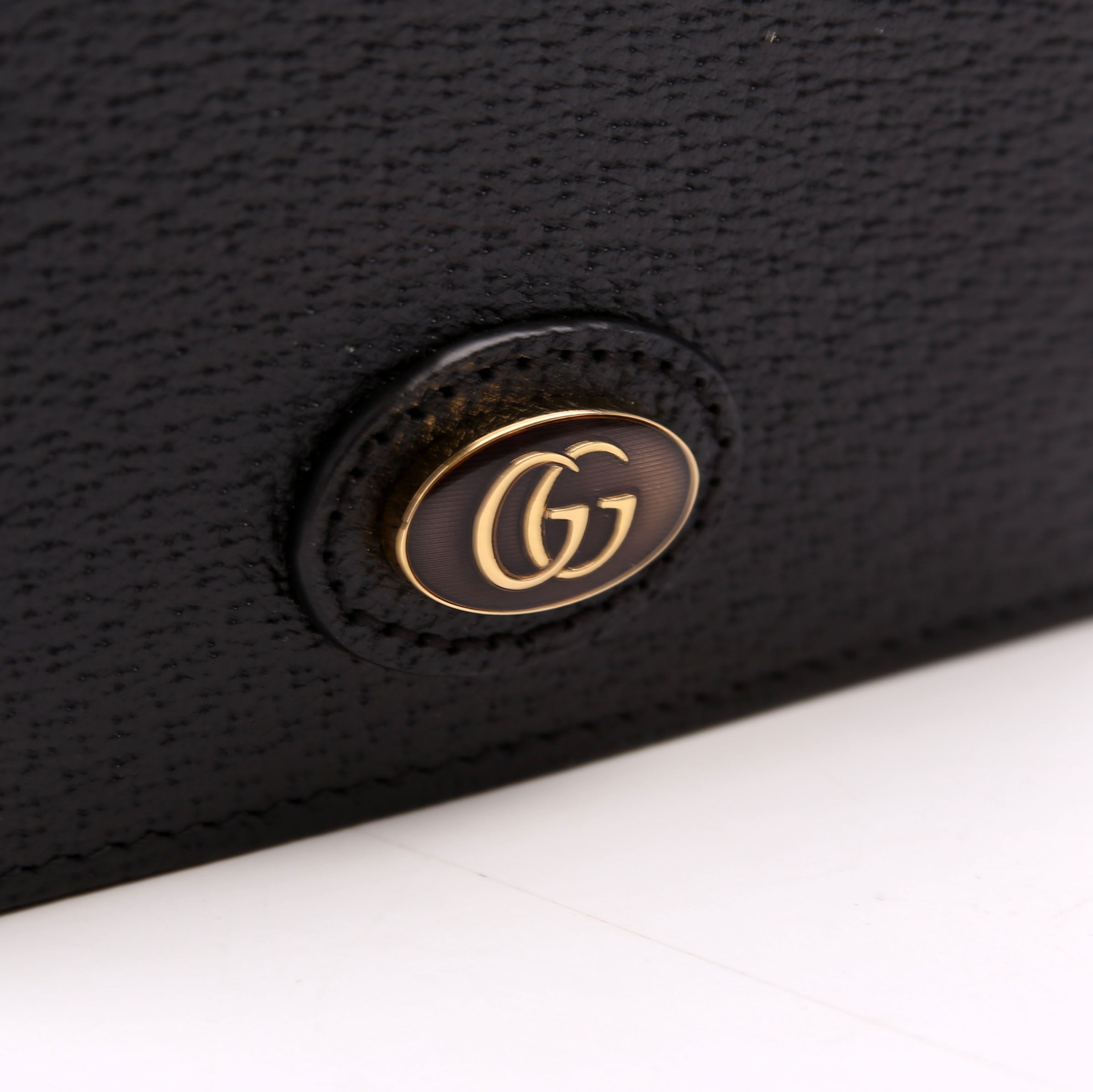 617195 GG Enamel Calfskin Lipstick Card Holder Chain Wallet Black