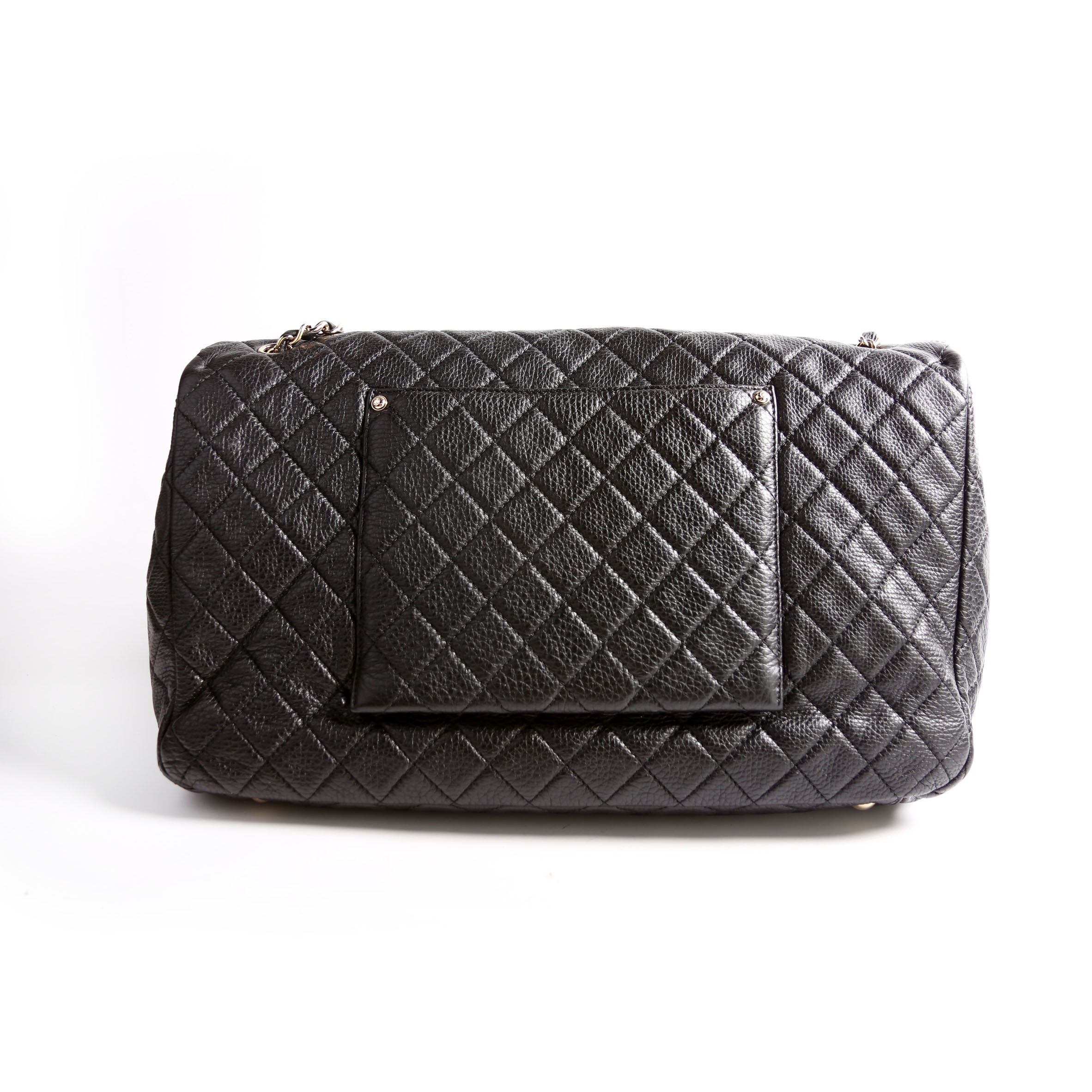 XXL Travel Flap Bag Calfskin Black