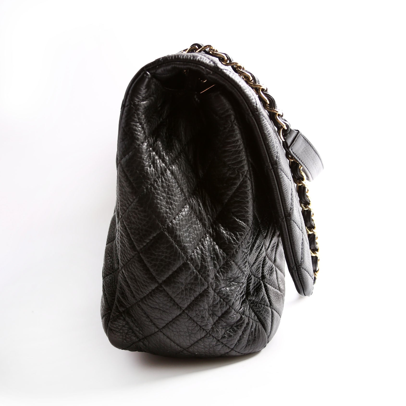 XXL Travel Flap Bag Calfskin Black