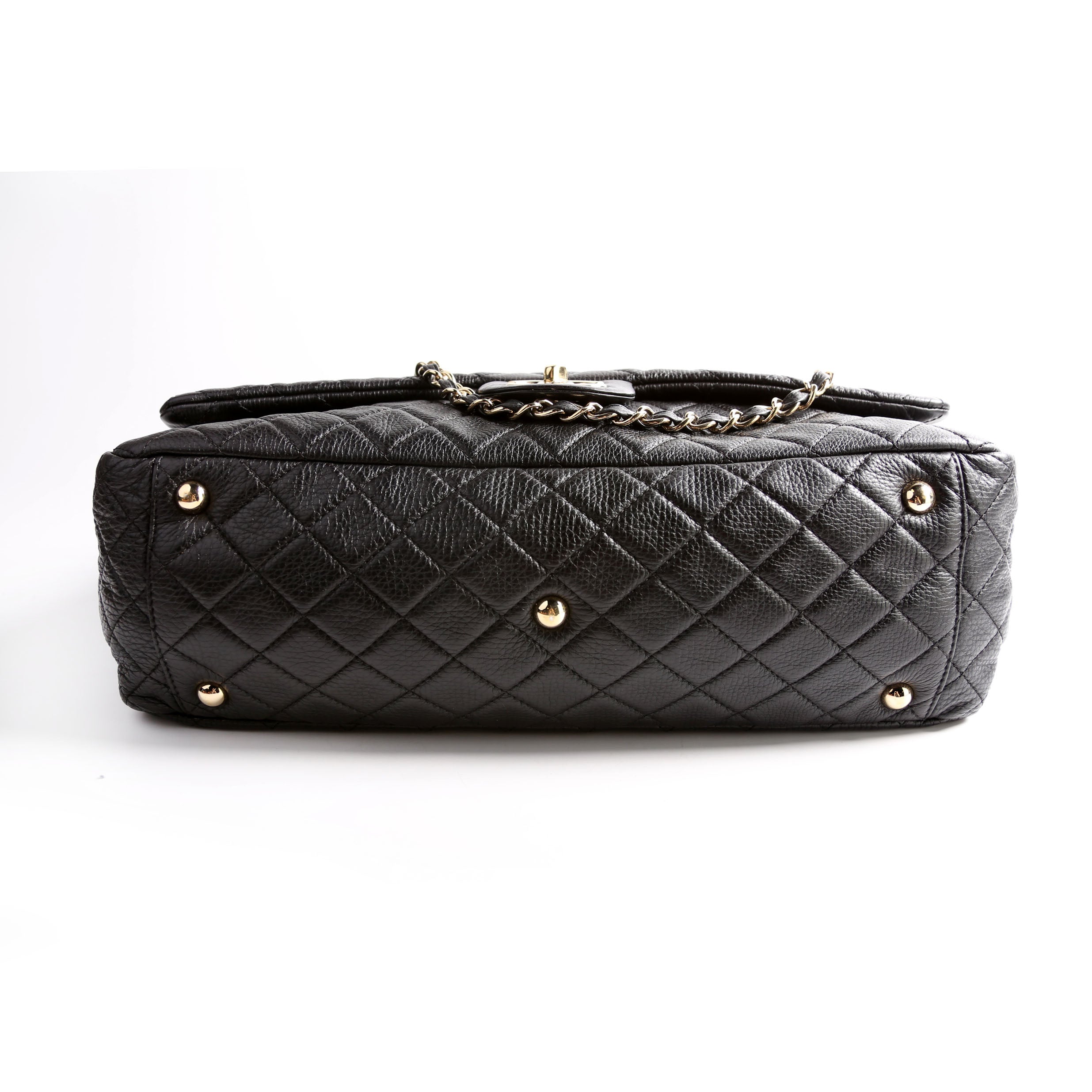XXL Travel Flap Bag Calfskin Black