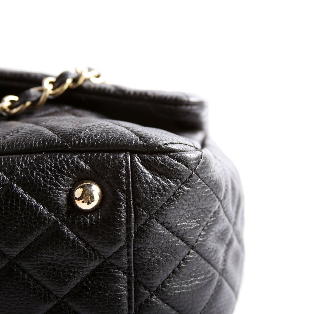 XXL Travel Flap Bag Calfskin Black