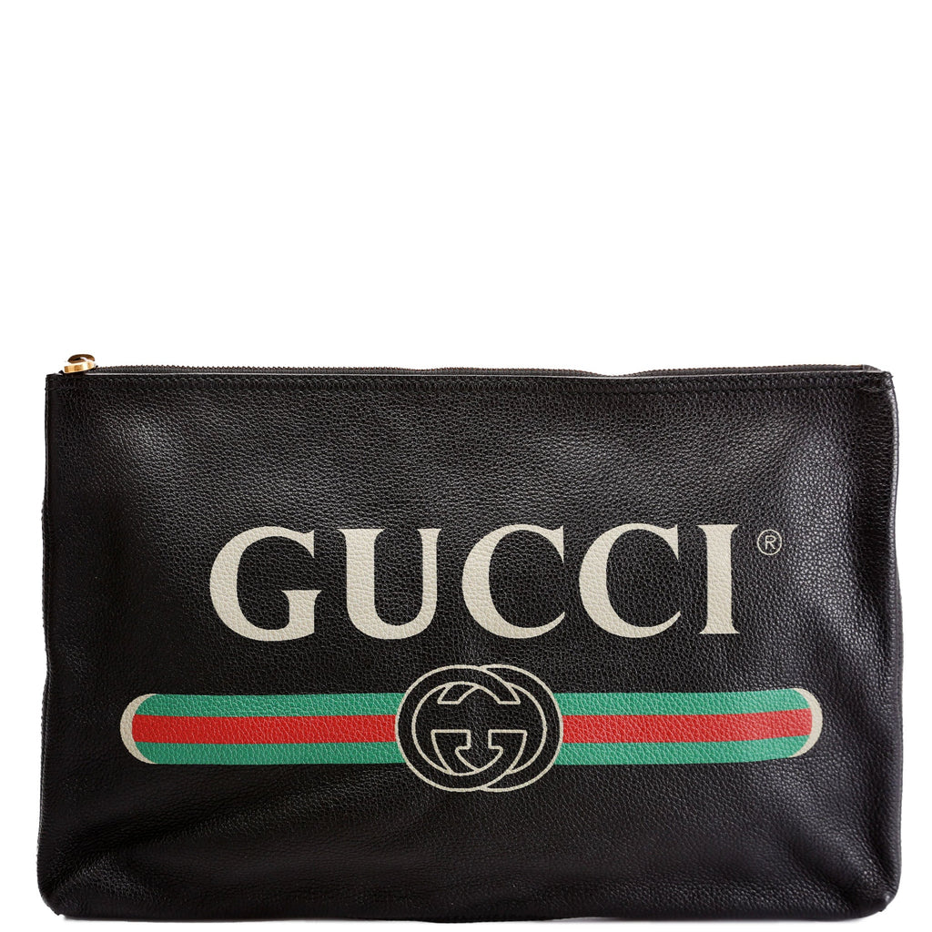 500984 Retro Logo Portfolio Large Pouch Black