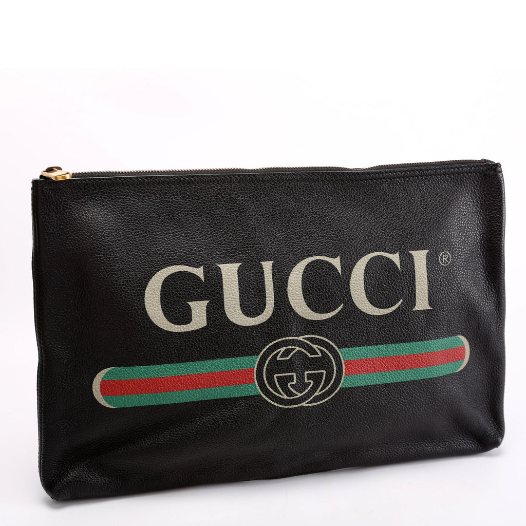 500984 Retro Logo Portfolio Large Pouch Black