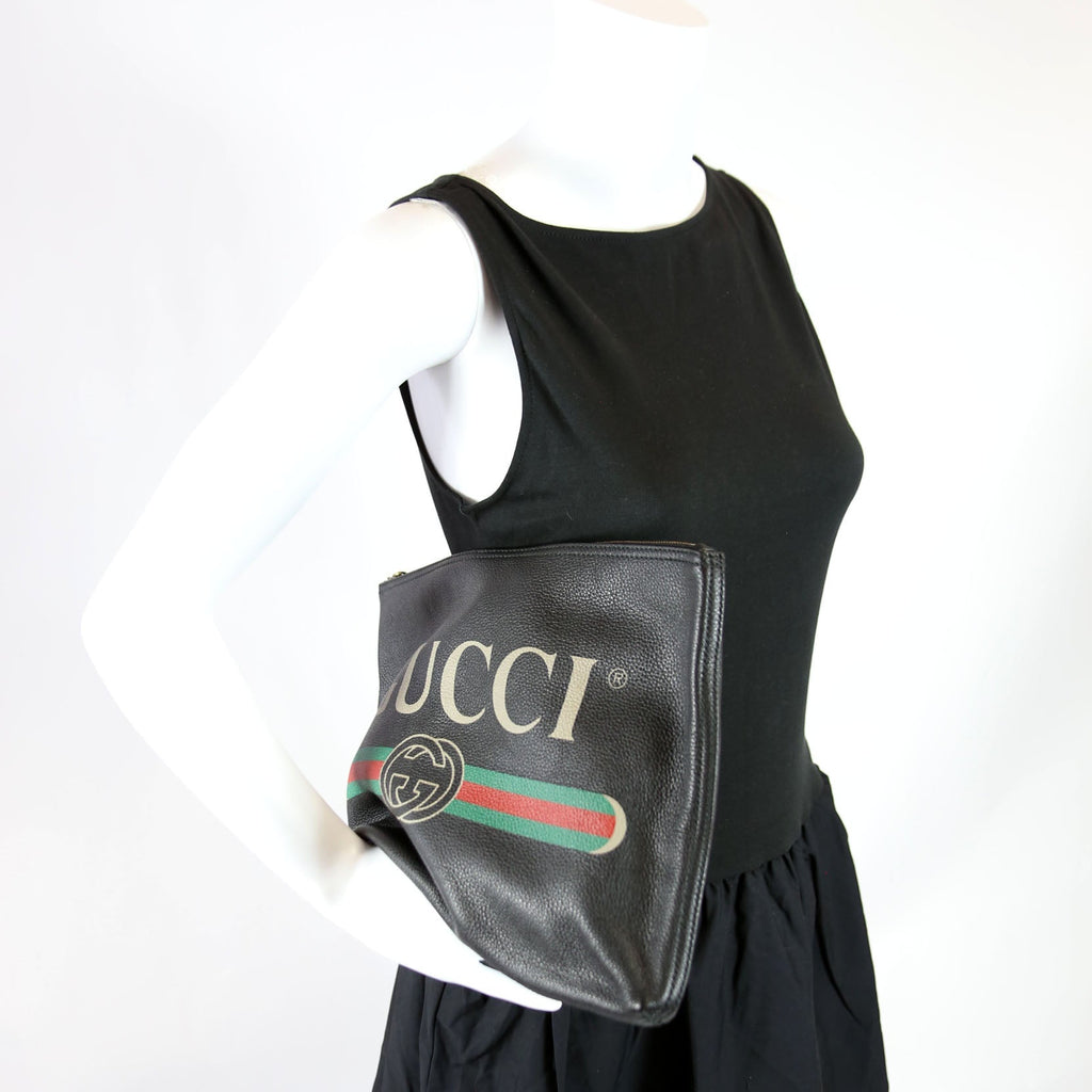 500984 Retro Logo Portfolio Large Pouch Black