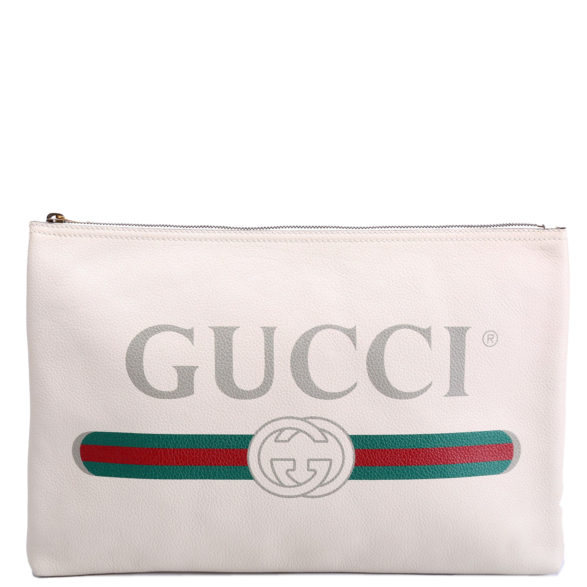 Gucci 500984 Retro Logo Portfolio Large Pouch White