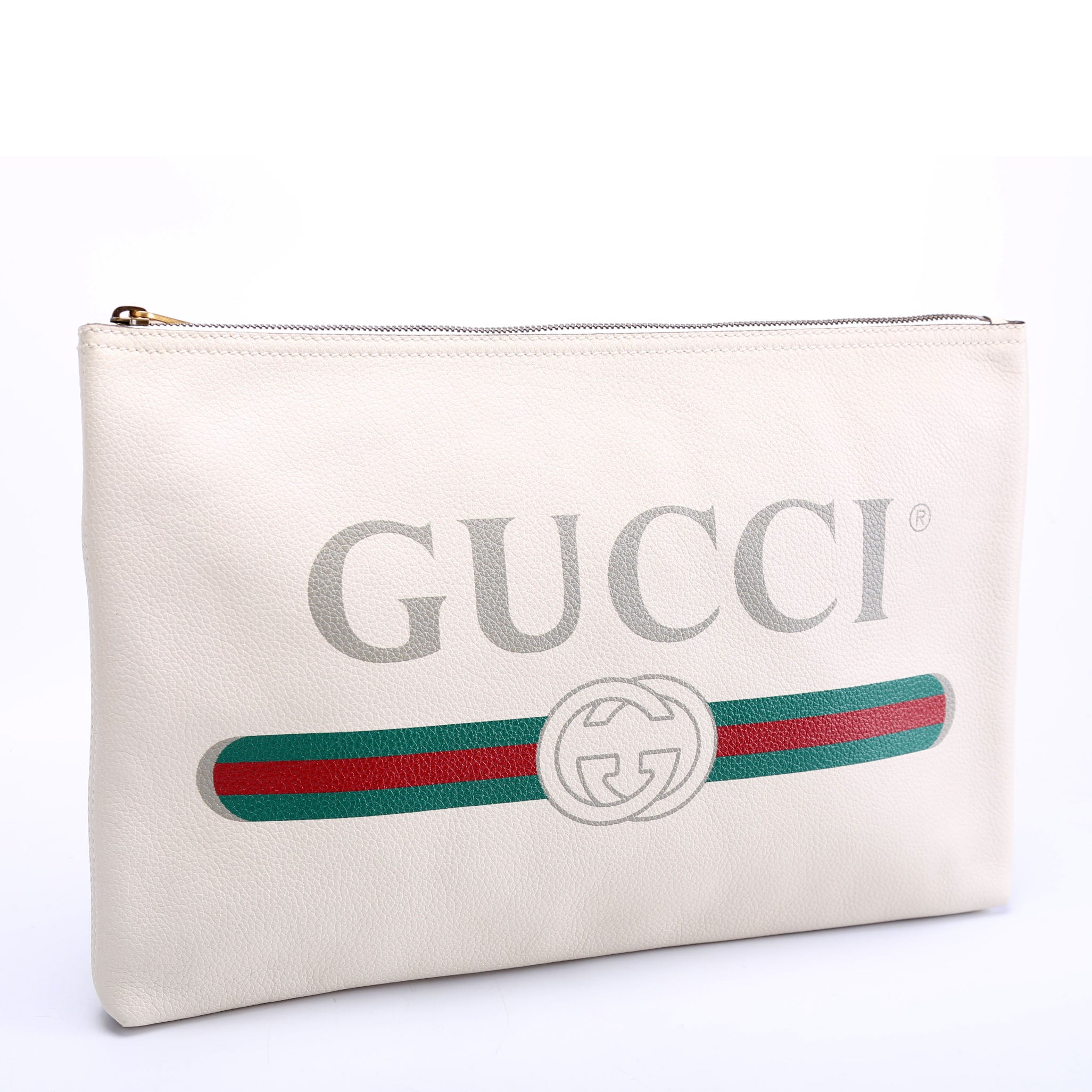 Gucci 500984 Retro Logo Portfolio Large Pouch White