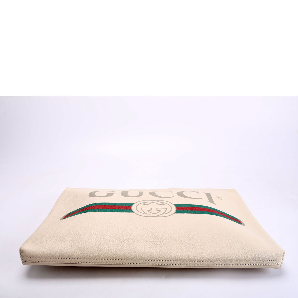 Gucci 500984 Retro Logo Portfolio Large Pouch White