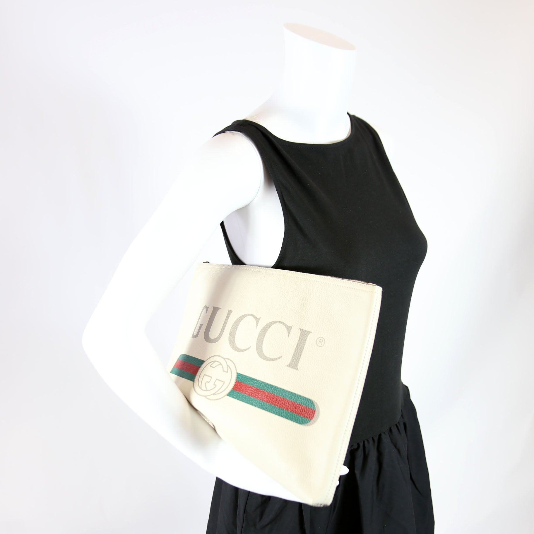 Gucci 500984 Retro Logo Portfolio Large Pouch White