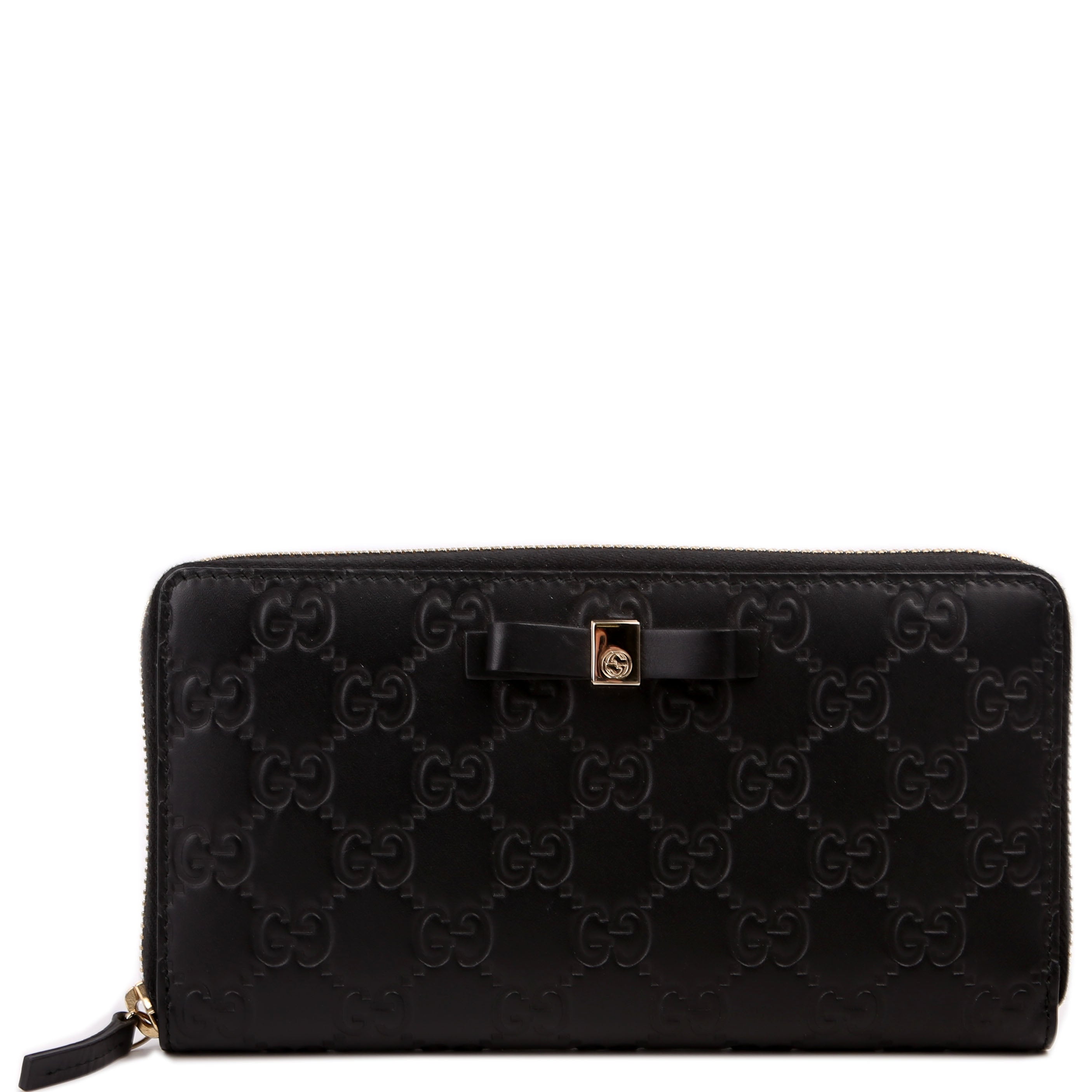 388680 Bow Zip Around Wallet Guccissima Black