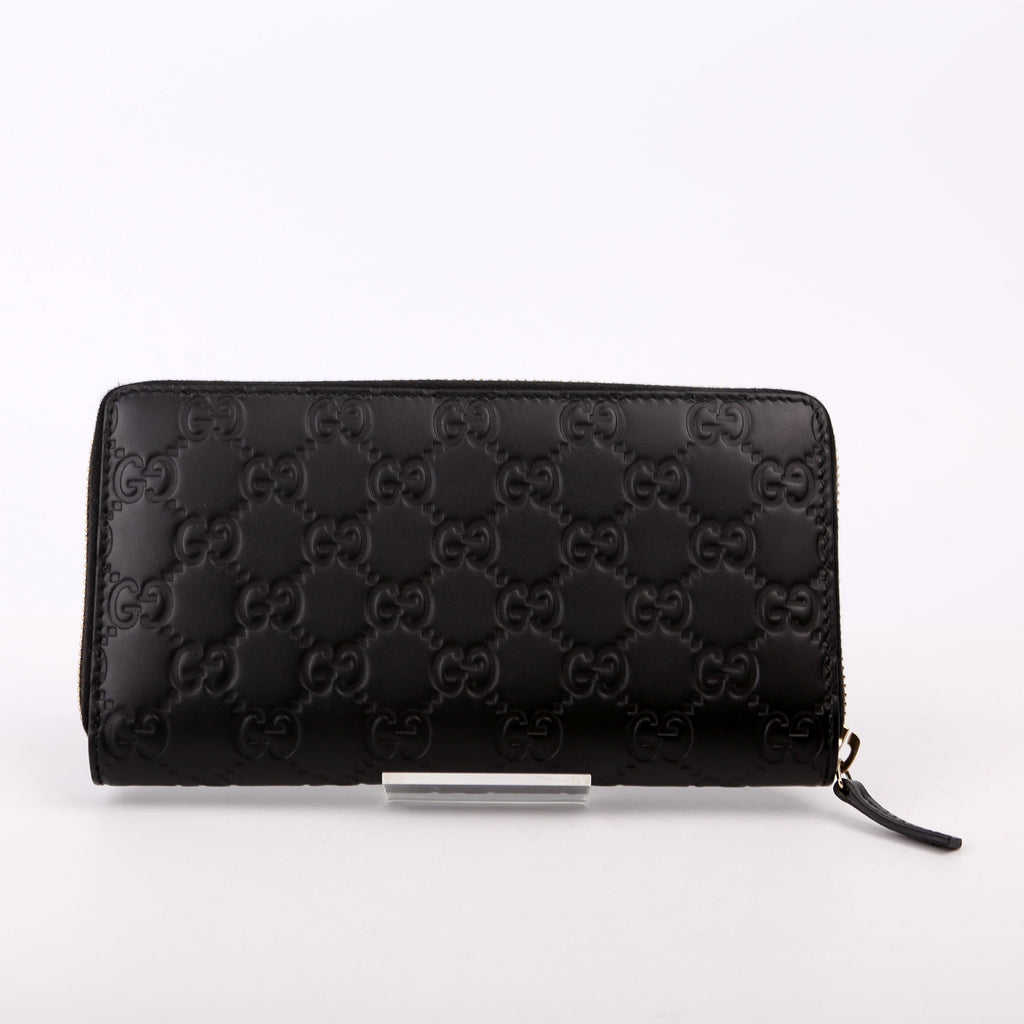 388680 Bow Zip Around Wallet Guccissima Black