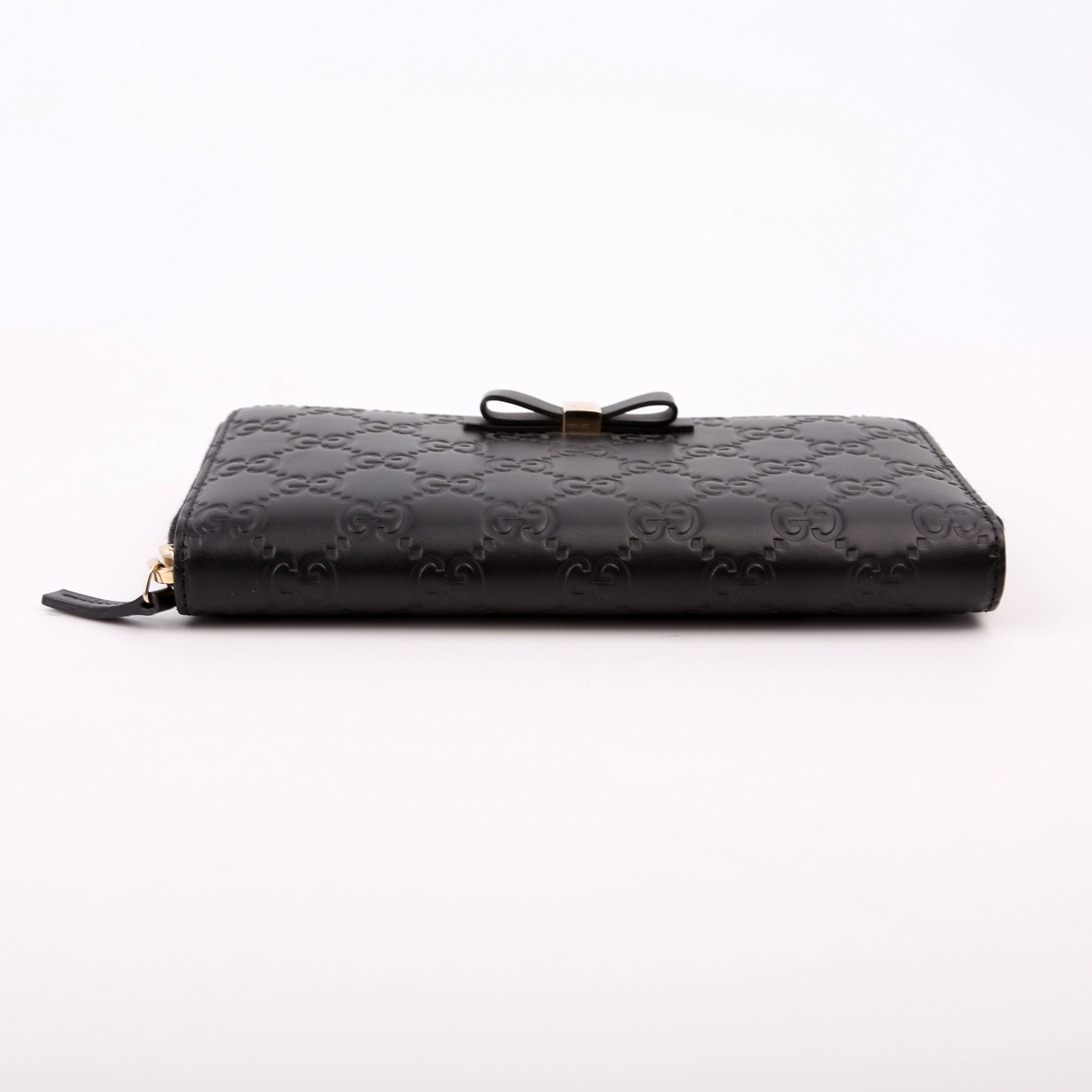388680 Bow Zip Around Wallet Guccissima Black