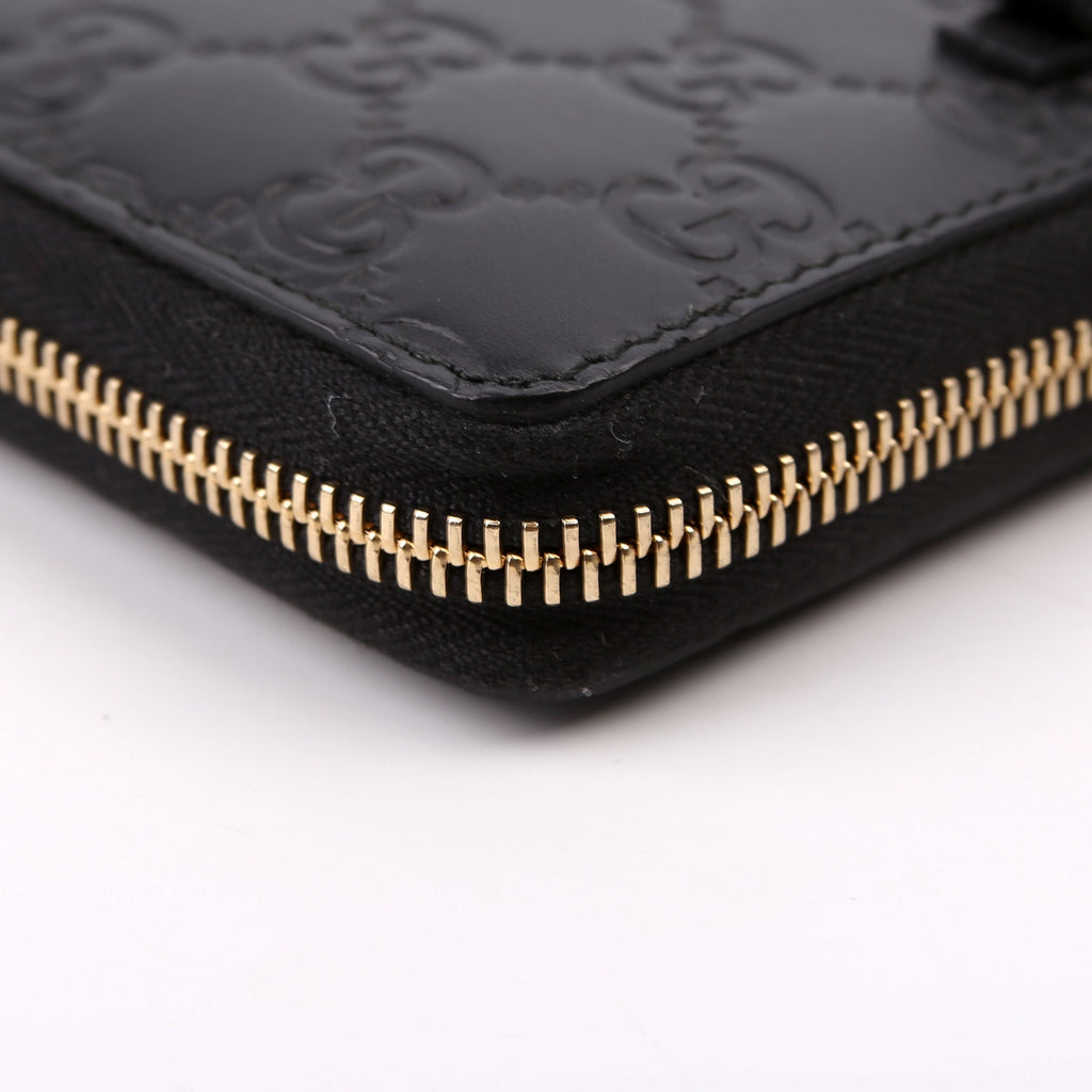 388680 Bow Zip Around Wallet Guccissima Black