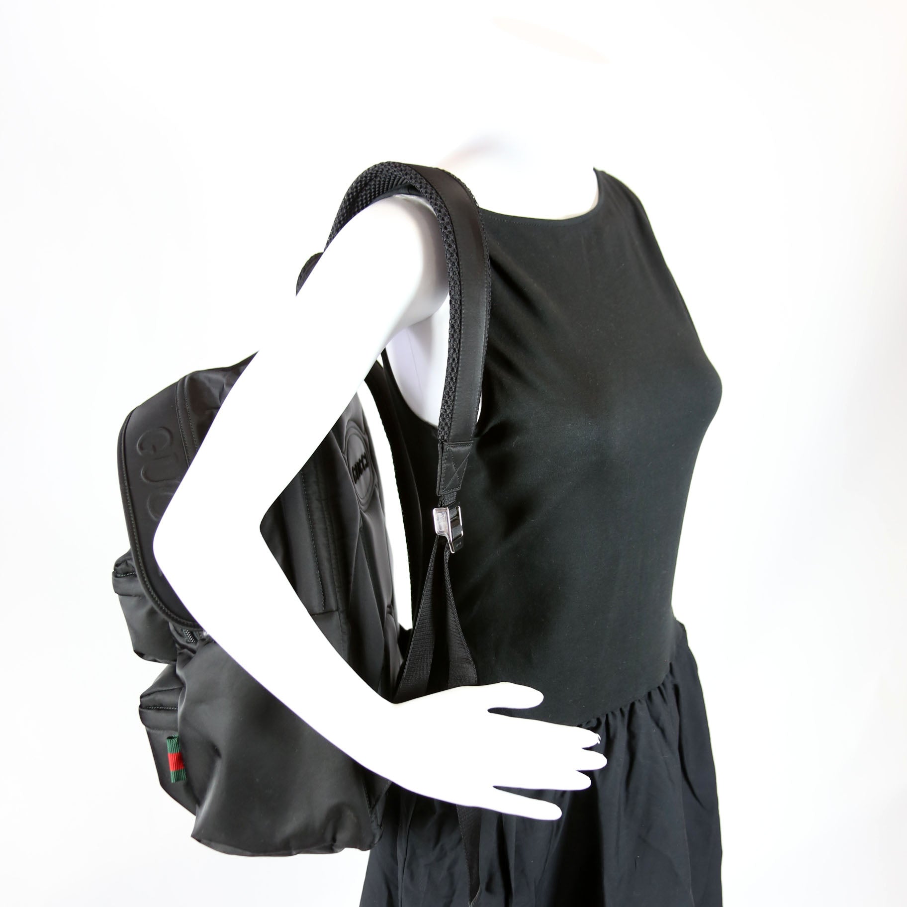 800265 Logo Nylon Backpack Medium Black