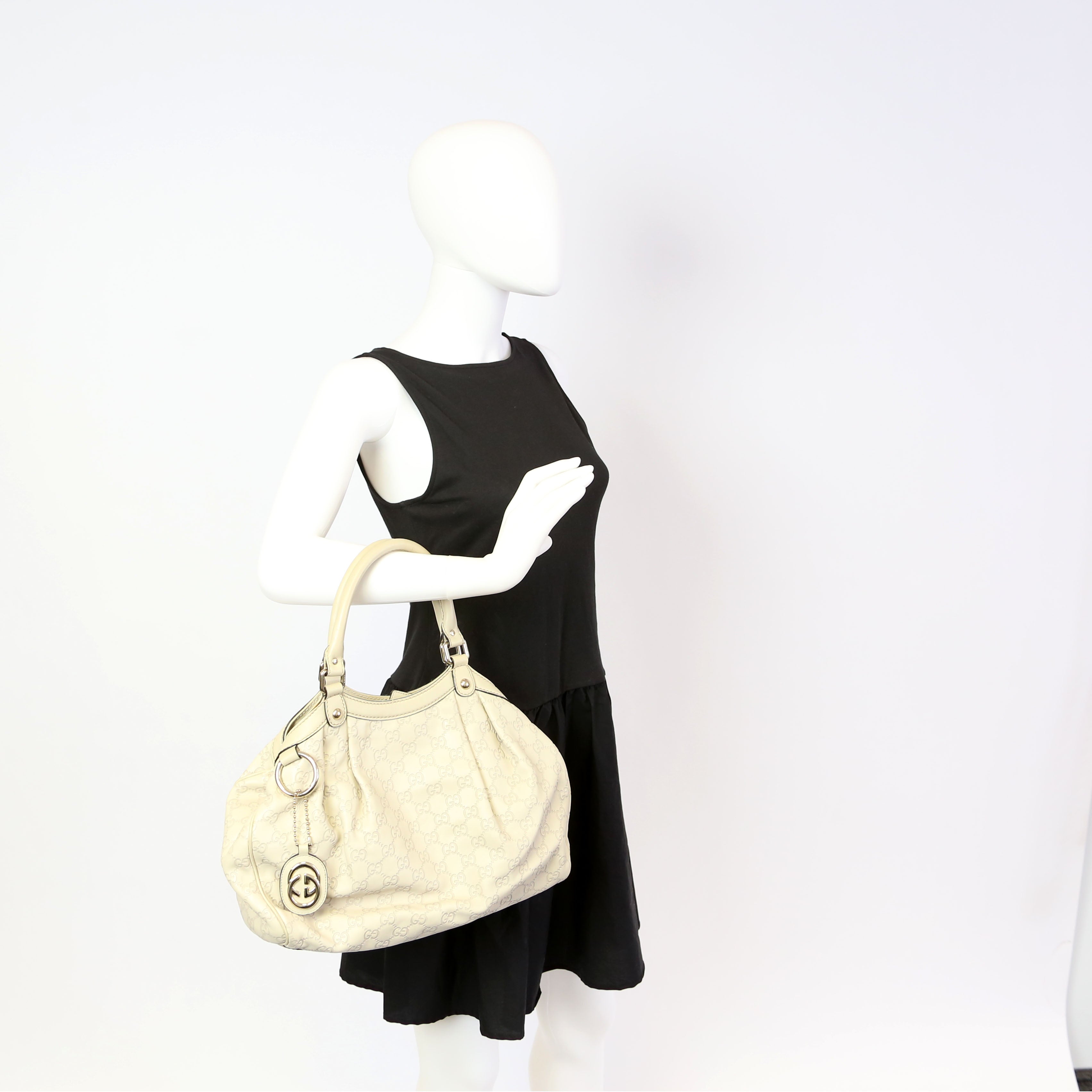 211944 Sukey GG Leather Medium Cream