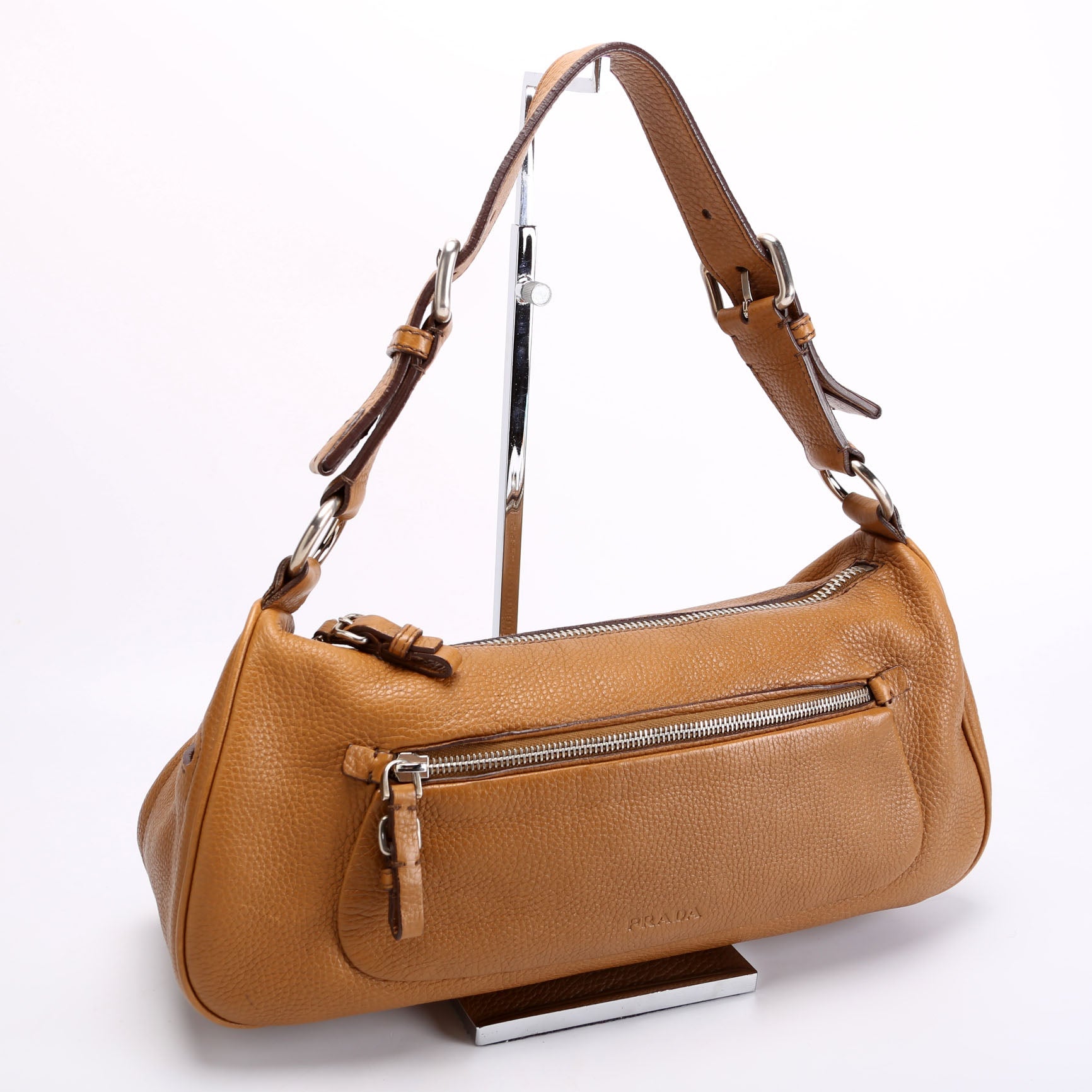 Vitello Daino Small Hobo Vintage Brown