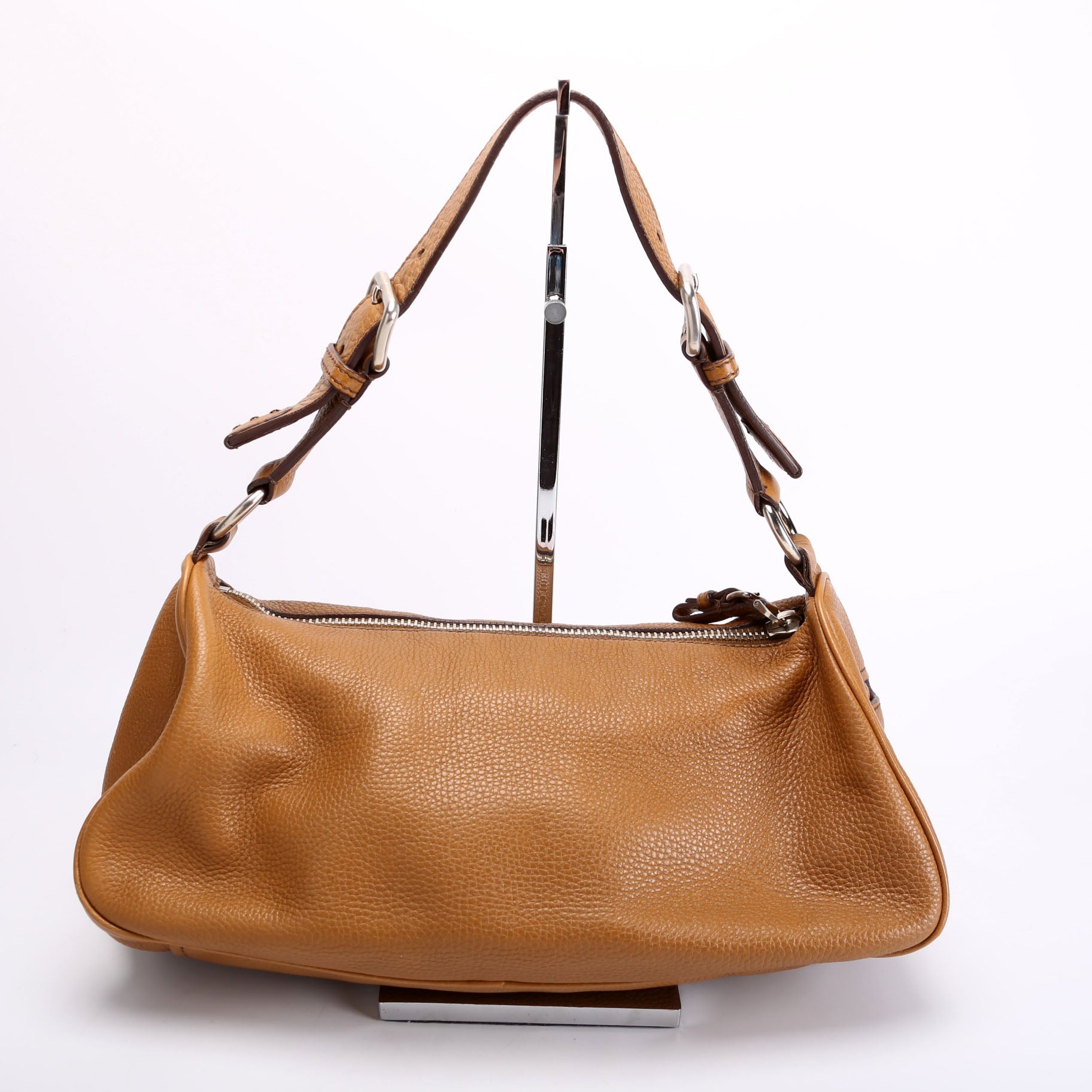Vitello Daino Small Hobo Vintage Brown