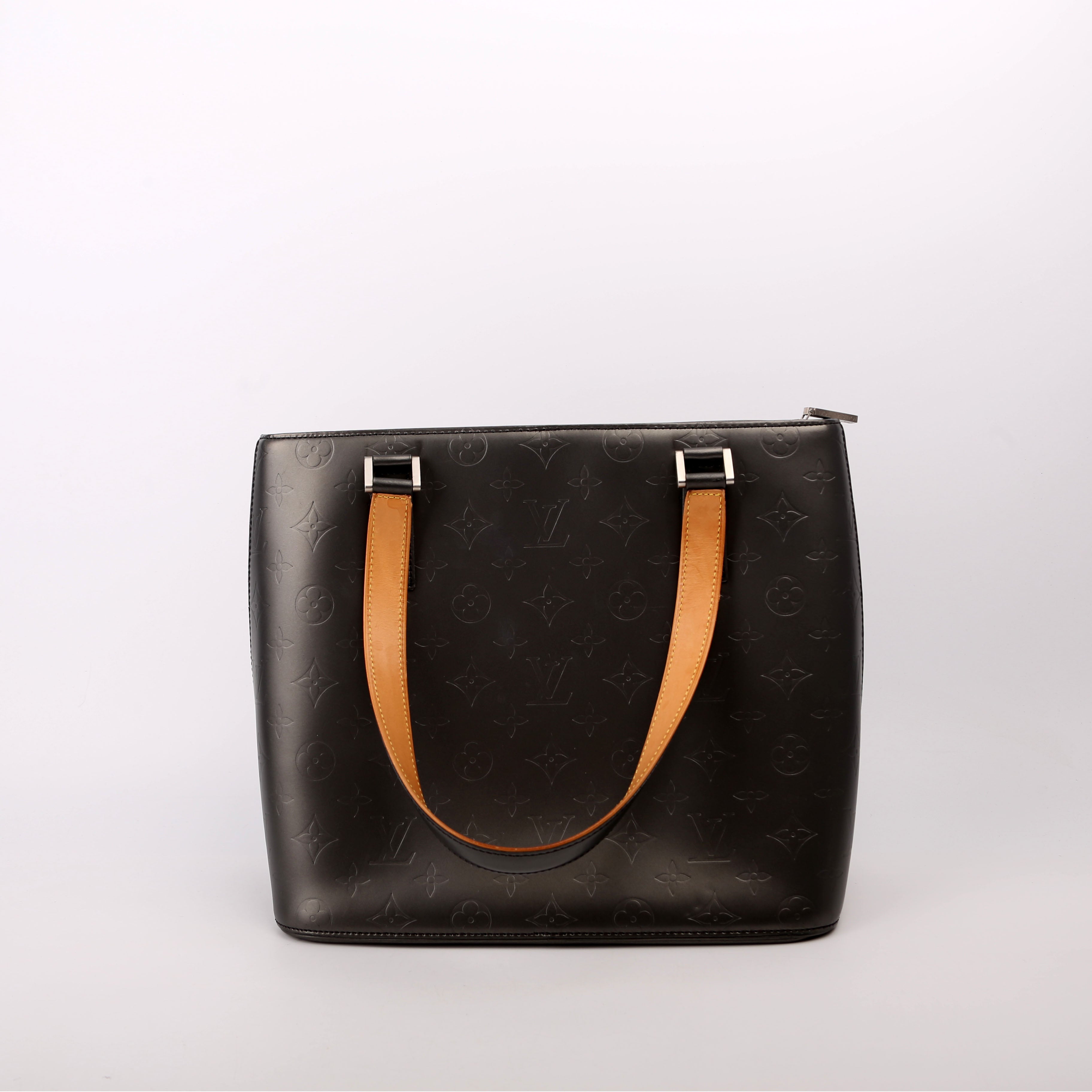 Stockton Monogram Matte Leather Gray