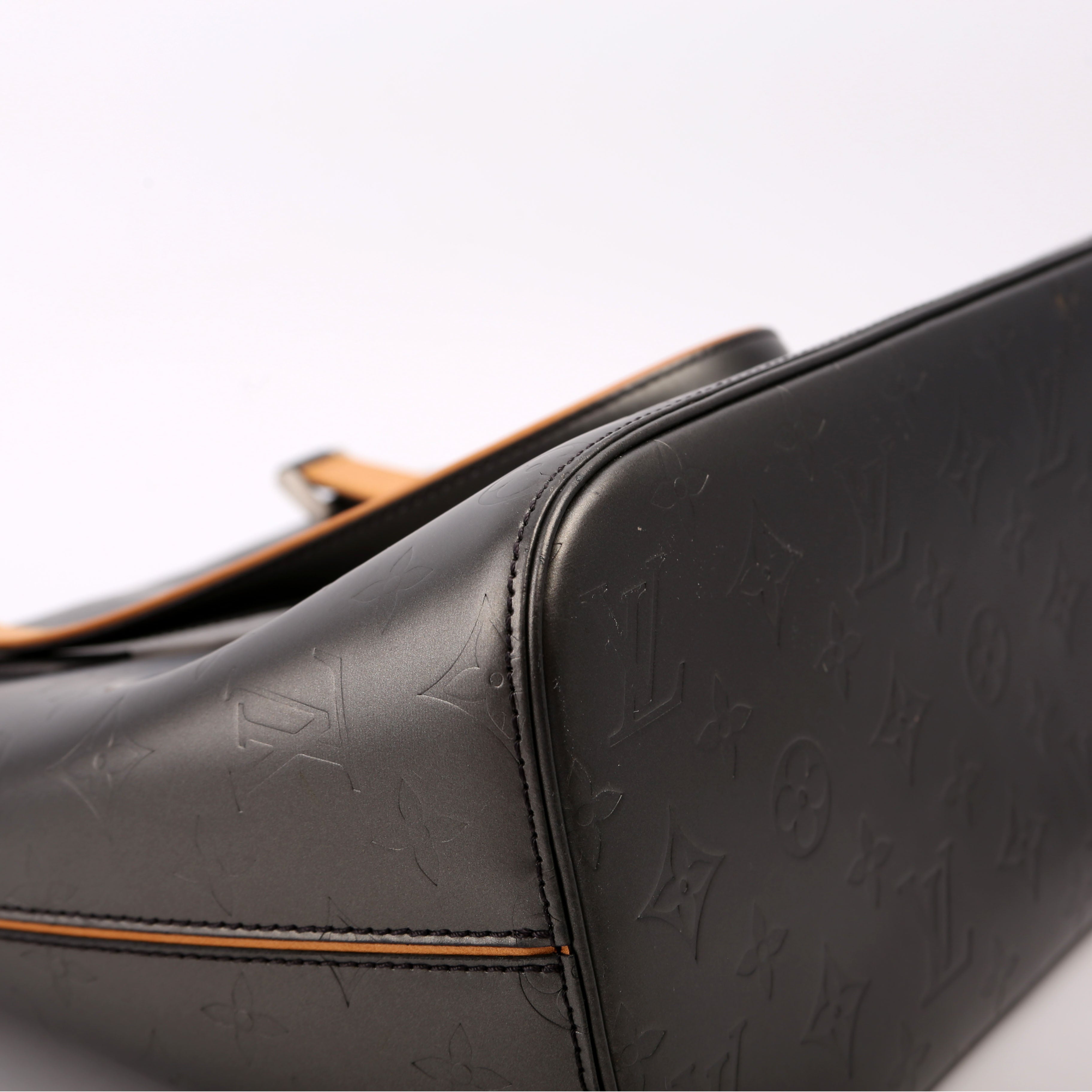 Stockton Monogram Matte Leather Gray