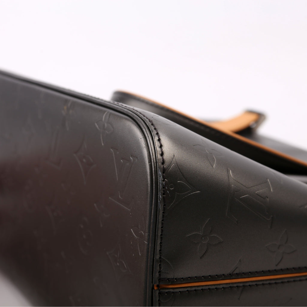 Stockton Monogram Matte Leather Gray