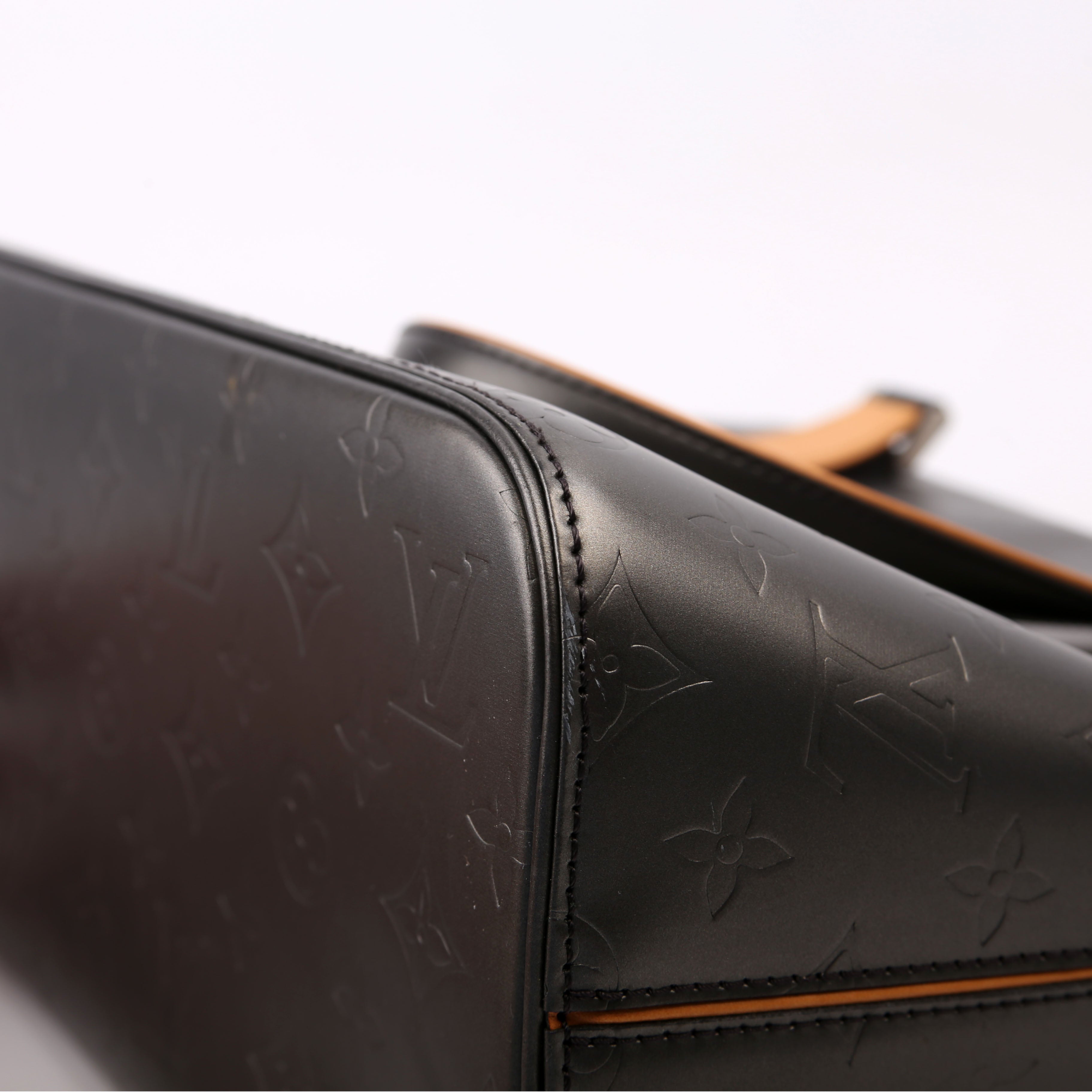 Stockton Monogram Matte Leather Gray