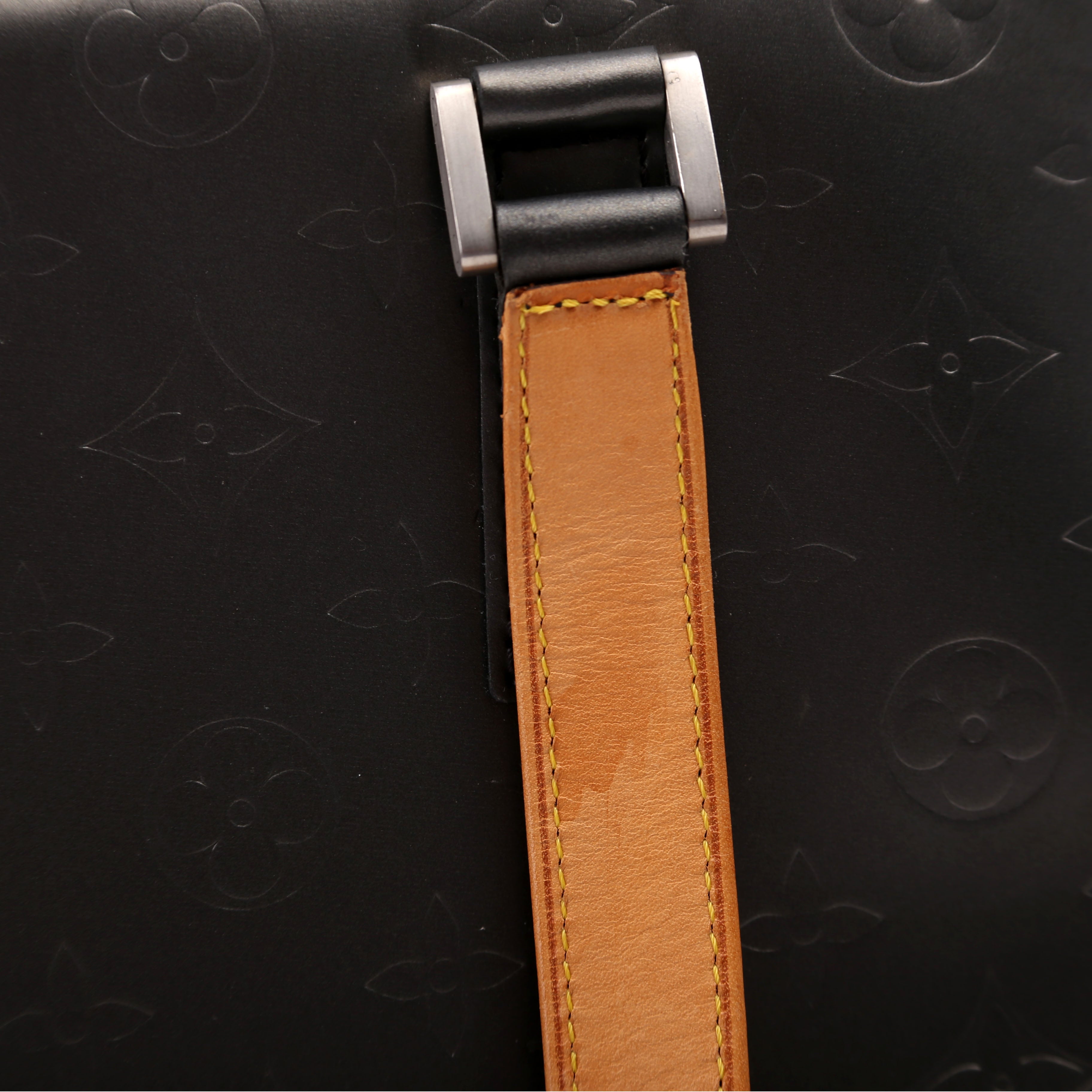 Stockton Monogram Matte Leather Gray