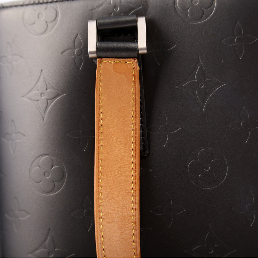 Stockton Monogram Matte Leather Gray