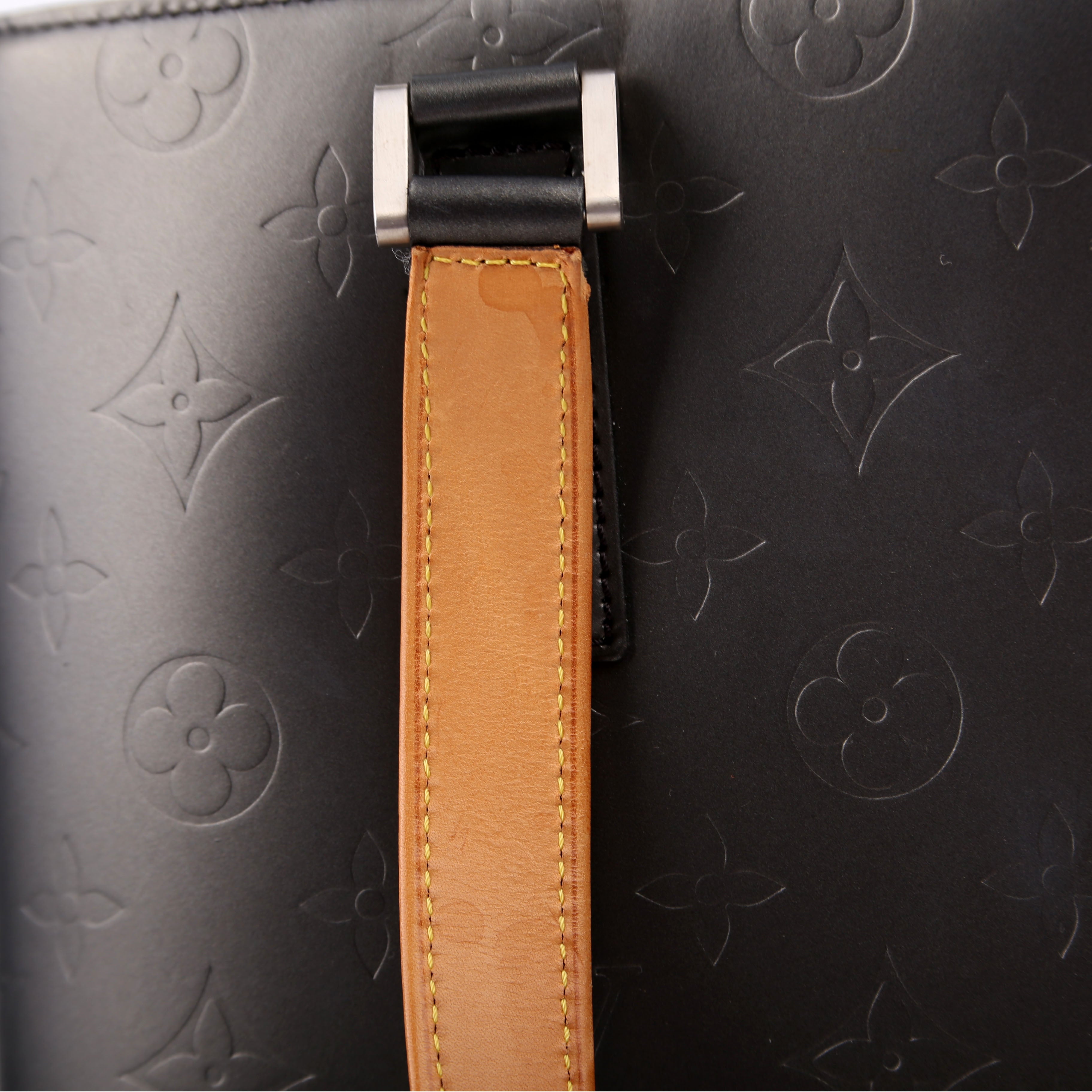 Stockton Monogram Matte Leather Gray