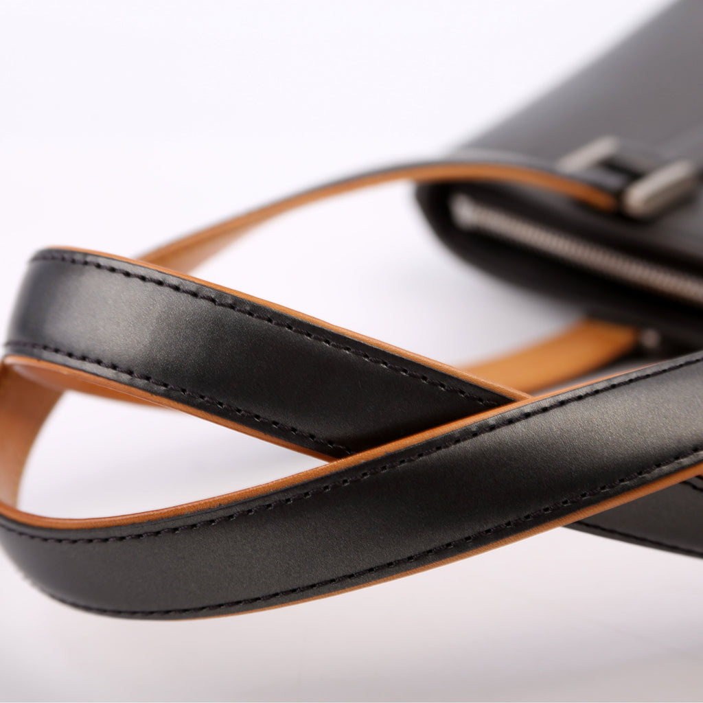 Stockton Monogram Matte Leather Gray