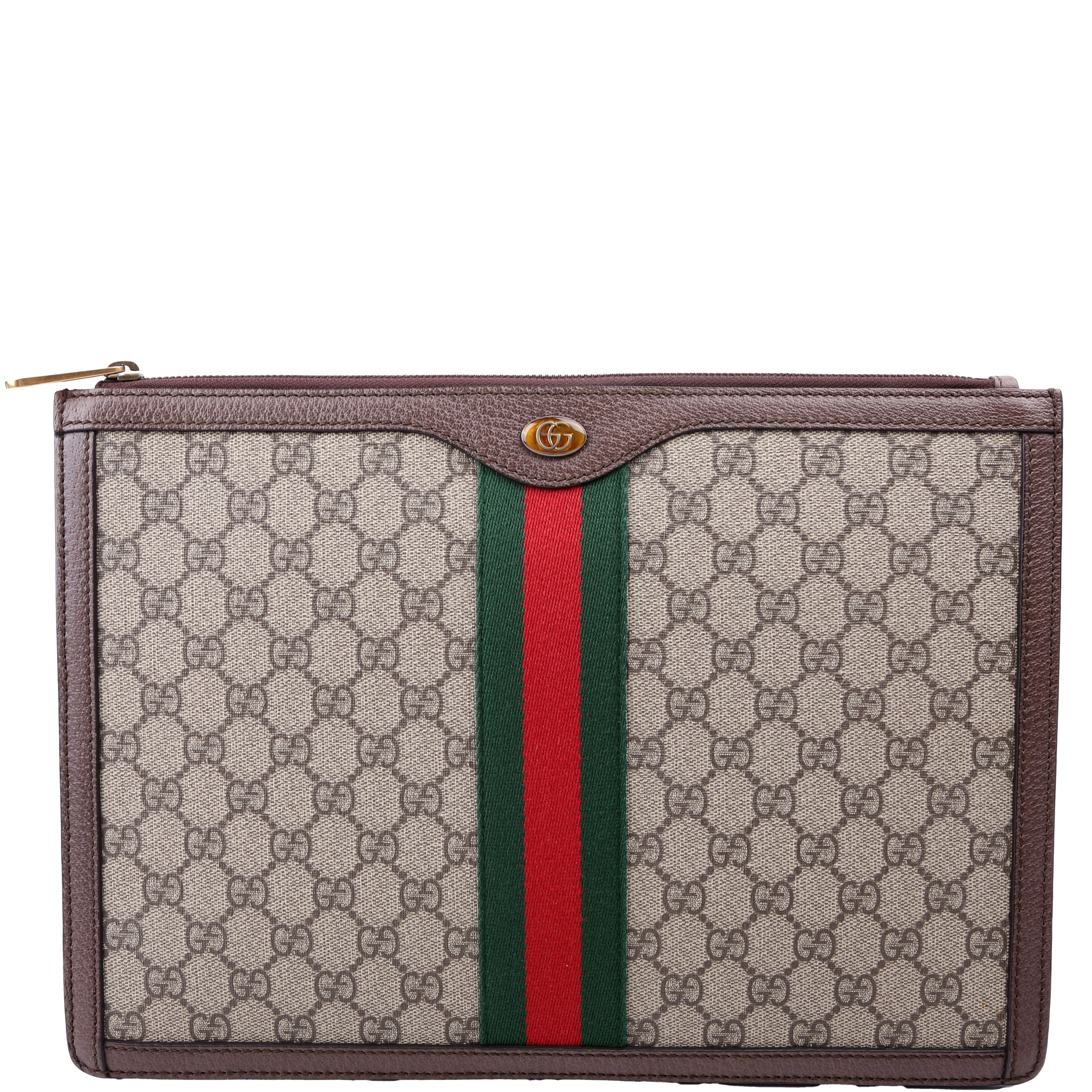523359 GG Supreme Ophidia Portfolio Clutch Brown