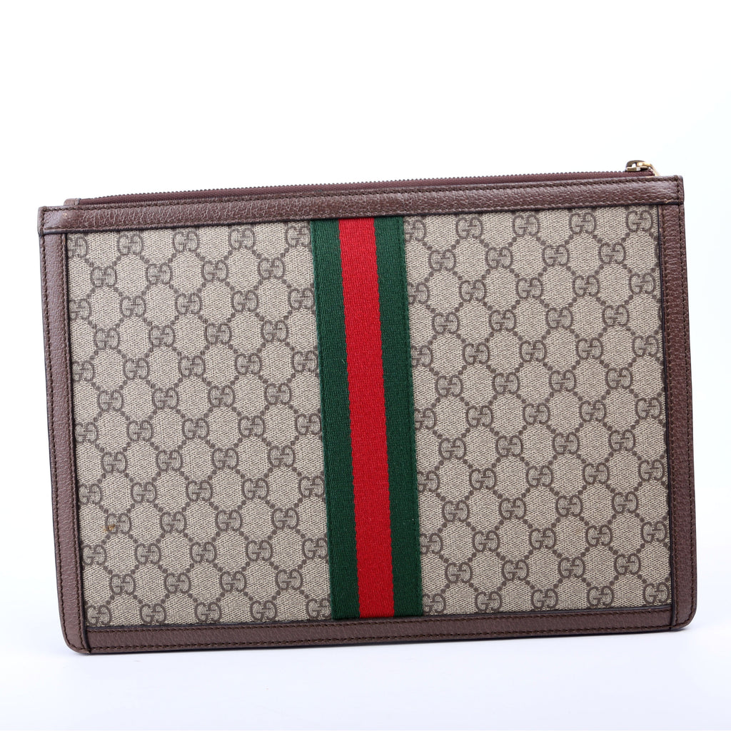 523359 GG Supreme Ophidia Portfolio Clutch Brown