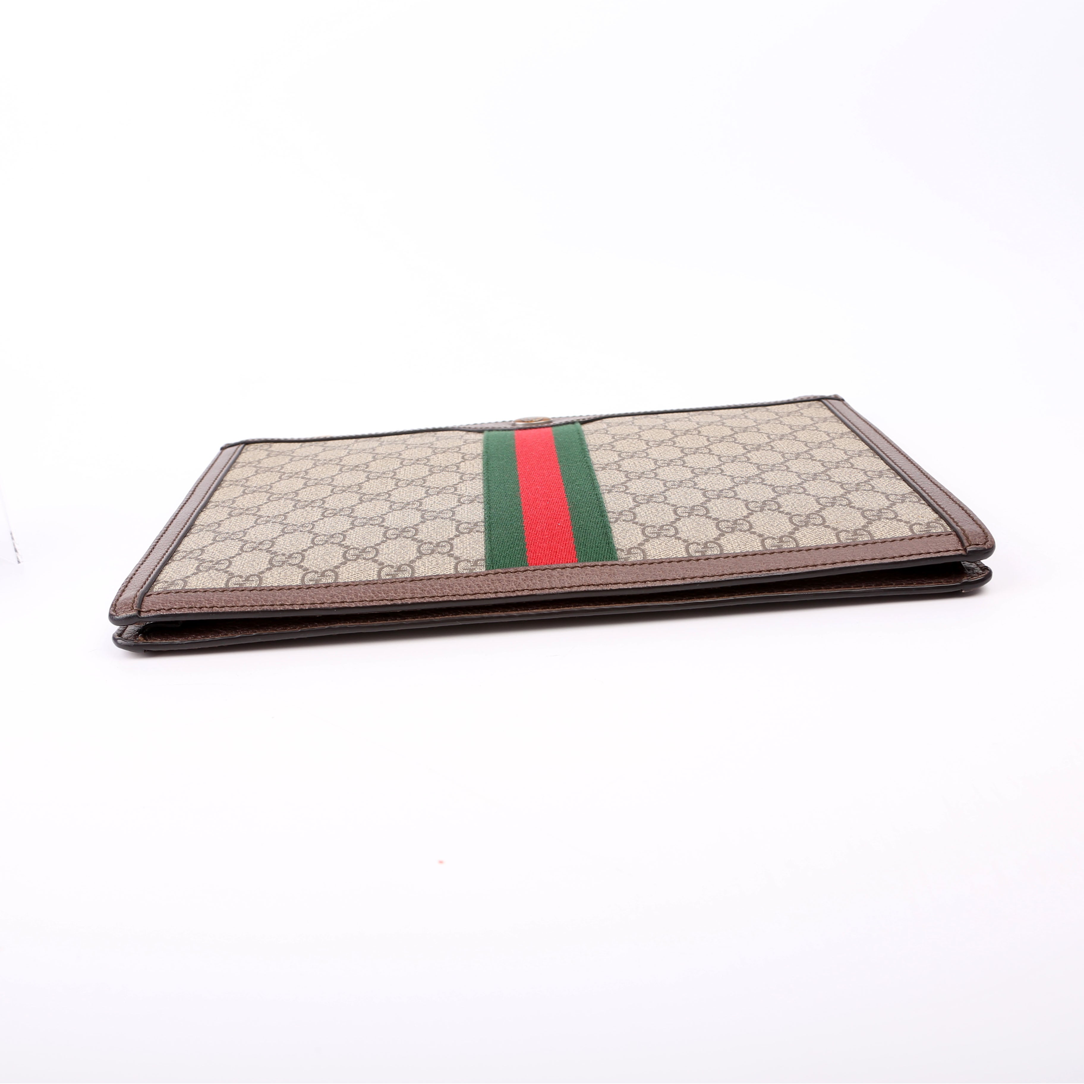 523359 GG Supreme Ophidia Portfolio Clutch Brown