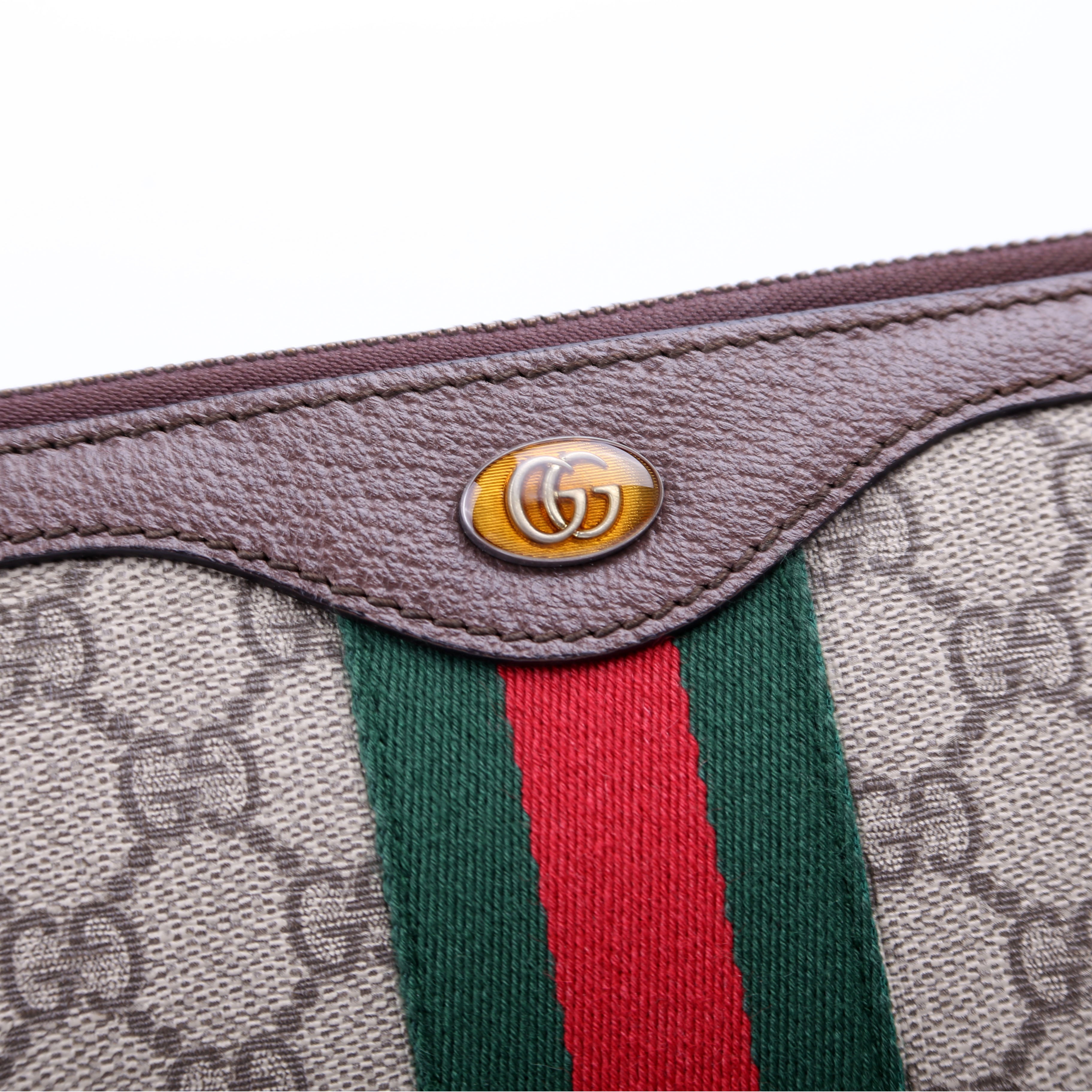 523359 GG Supreme Ophidia Portfolio Clutch Brown
