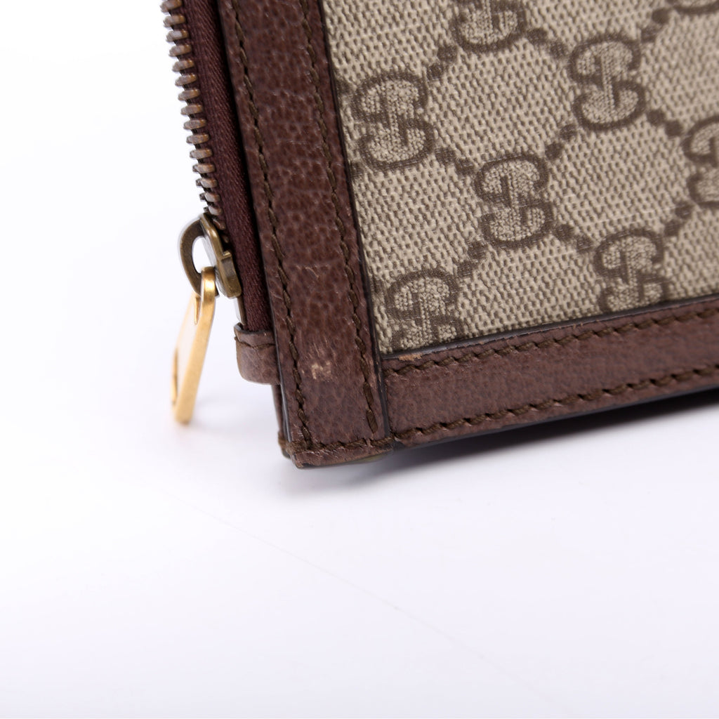 523359 GG Supreme Ophidia Portfolio Clutch Brown