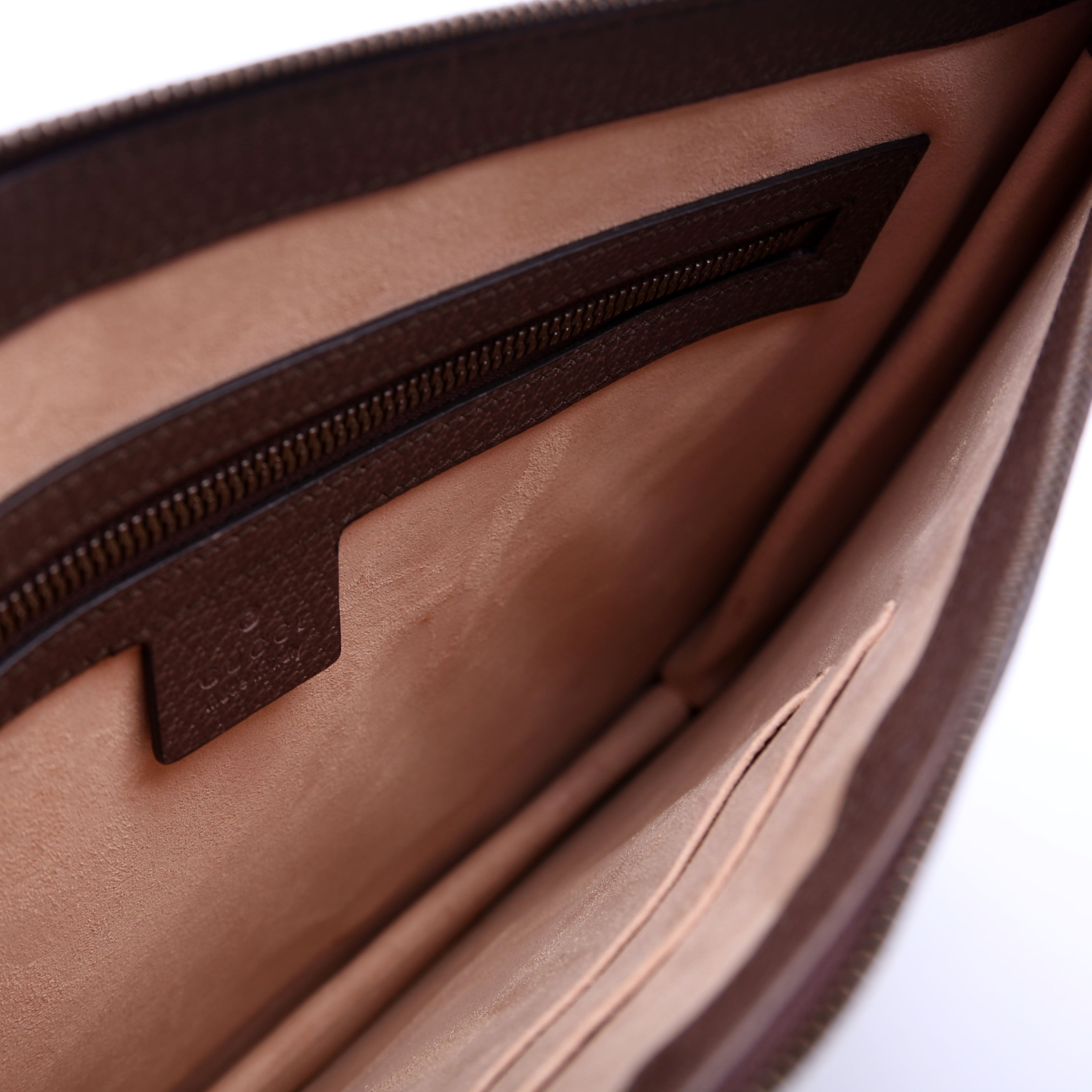 523359 GG Supreme Ophidia Portfolio Clutch Brown