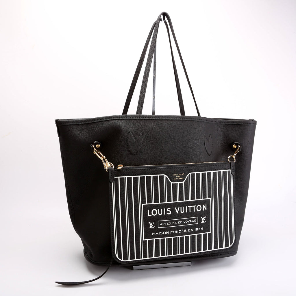 Neverfull MM Inside Out Leather/Monogram Black