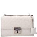 409486 Padlock GG Leather Shoulder Medium White