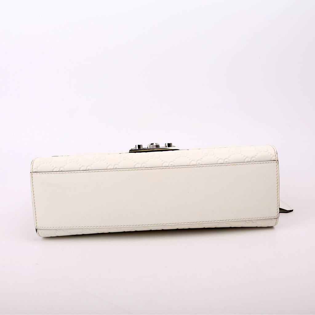 409486 Padlock GG Leather Shoulder Medium White