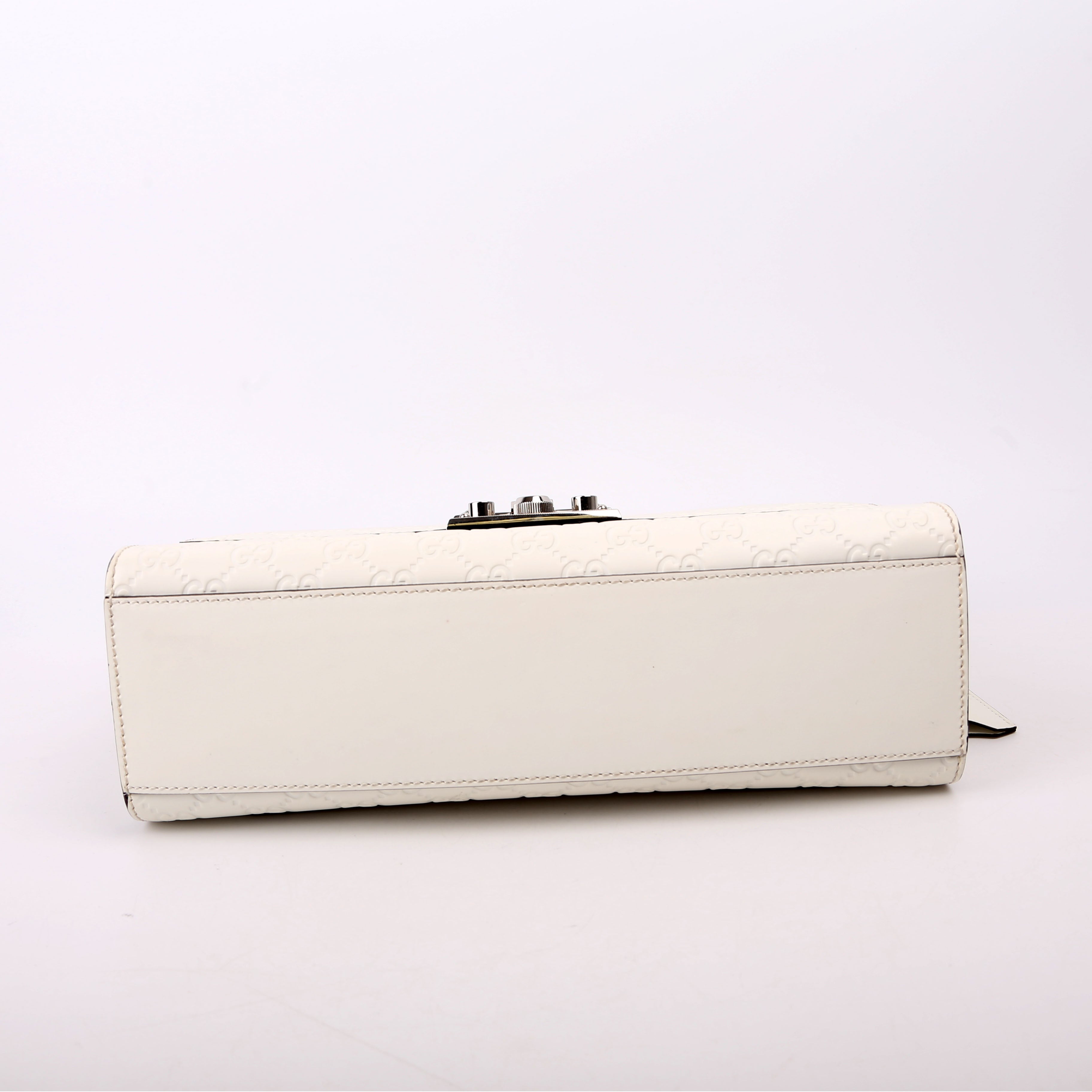 409486 Padlock GG Leather Shoulder Medium White
