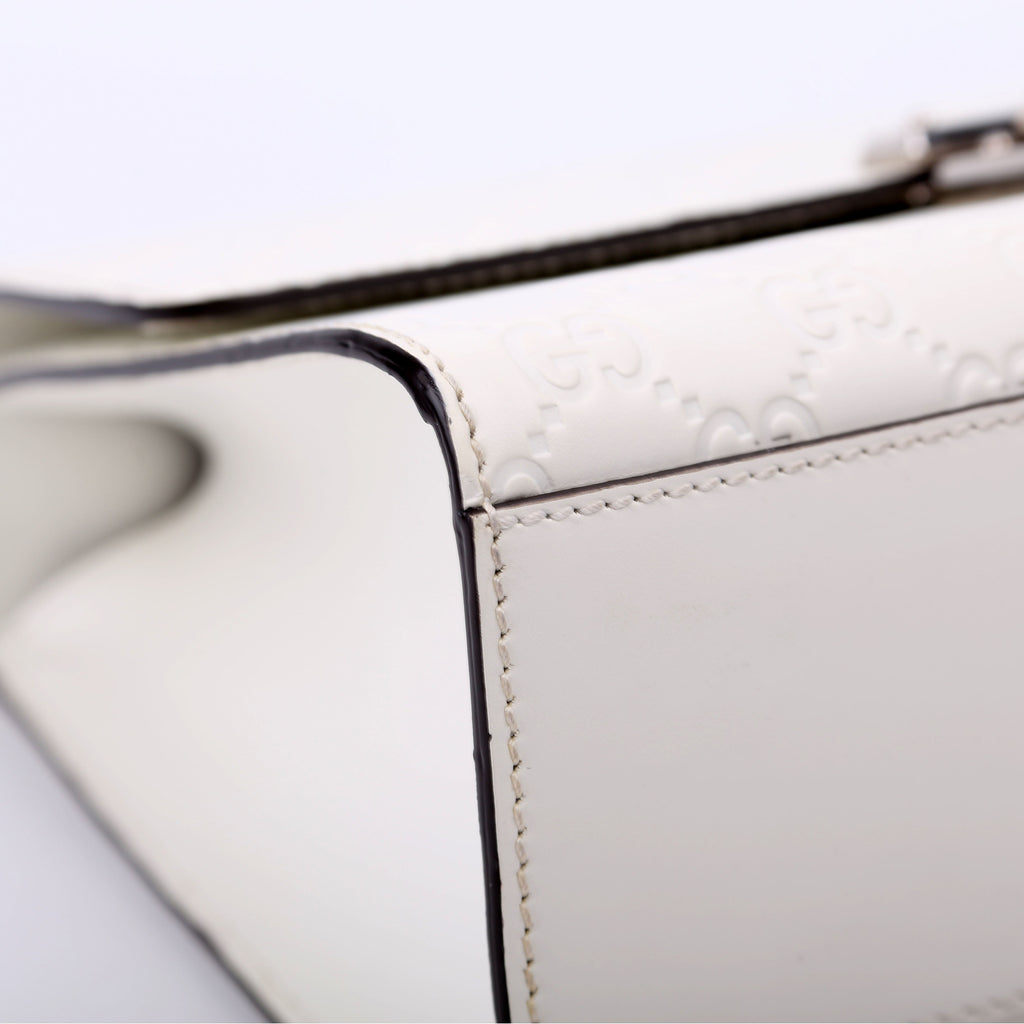 409486 Padlock GG Leather Shoulder Medium White